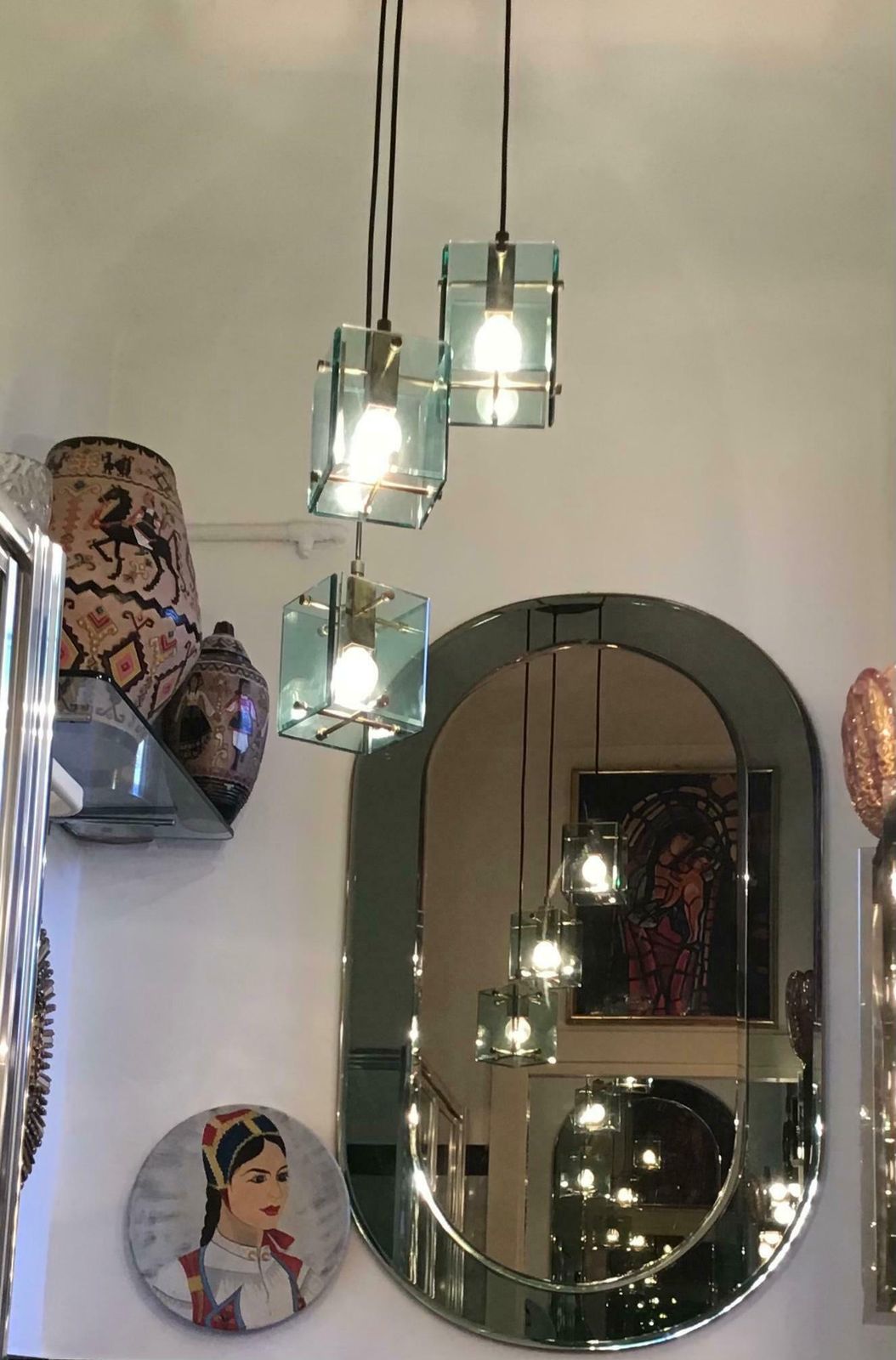 Cristal Arte Chandelier Glass Brass Metal, 1950, Italy photo furniture