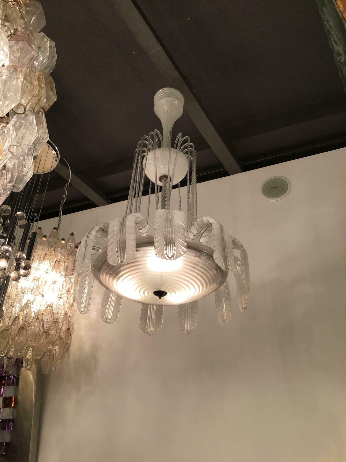 photo buy Barovier E Toso Chandelier Murano Glass Brass, 1930, Italy