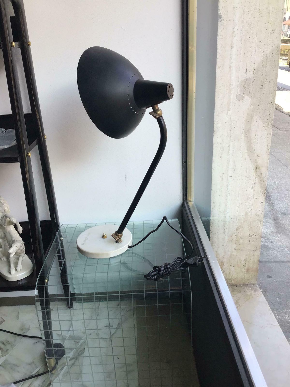 Stilnovo Table Lamp Adjustable Brass Metal Marbre 1950 Italy photo vintage