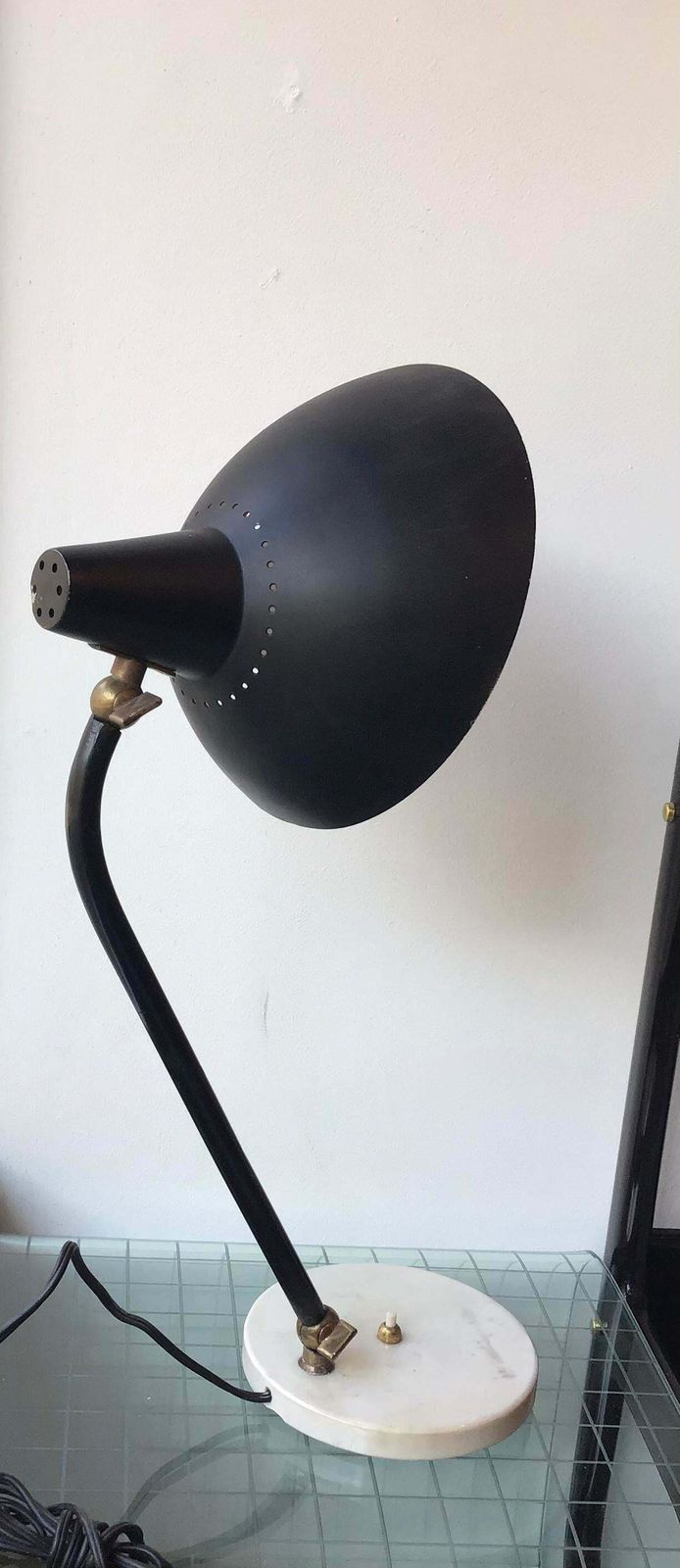 photo for sale Stilnovo Table Lamp Adjustable Brass Metal Marbre 1950 Italy