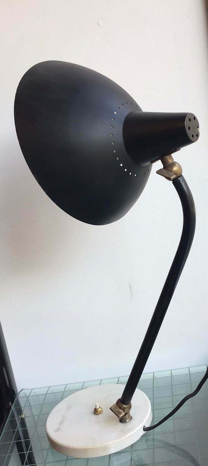 Lighting Stilnovo Table Lamp Adjustable Brass Metal Marbre 1950 Italy photo