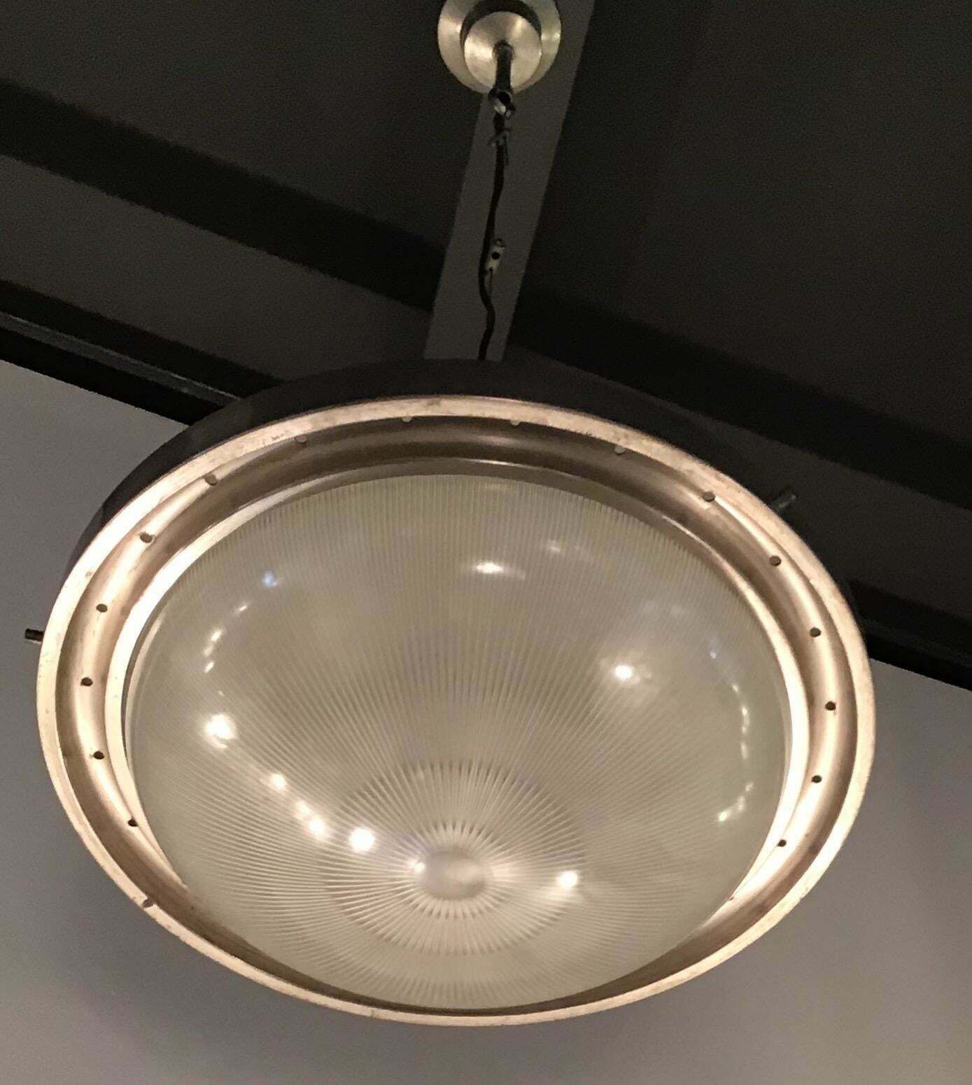 photo vinterior Artemide Sergio Mazza Chandelier “Tau” 1960 Iron Stamp Glass Lacquered Aluminium