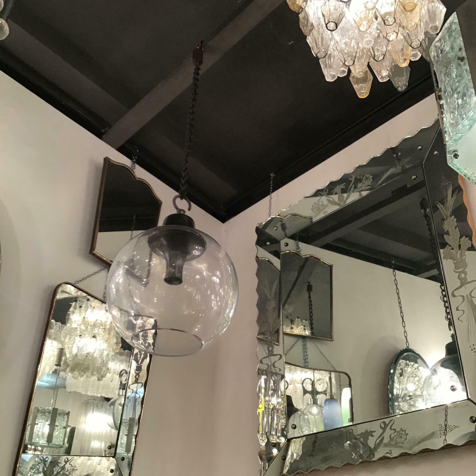photo vintage Azucena Luigi Caccia Dominioni Ls10 Chandelier Glass Brass 1960