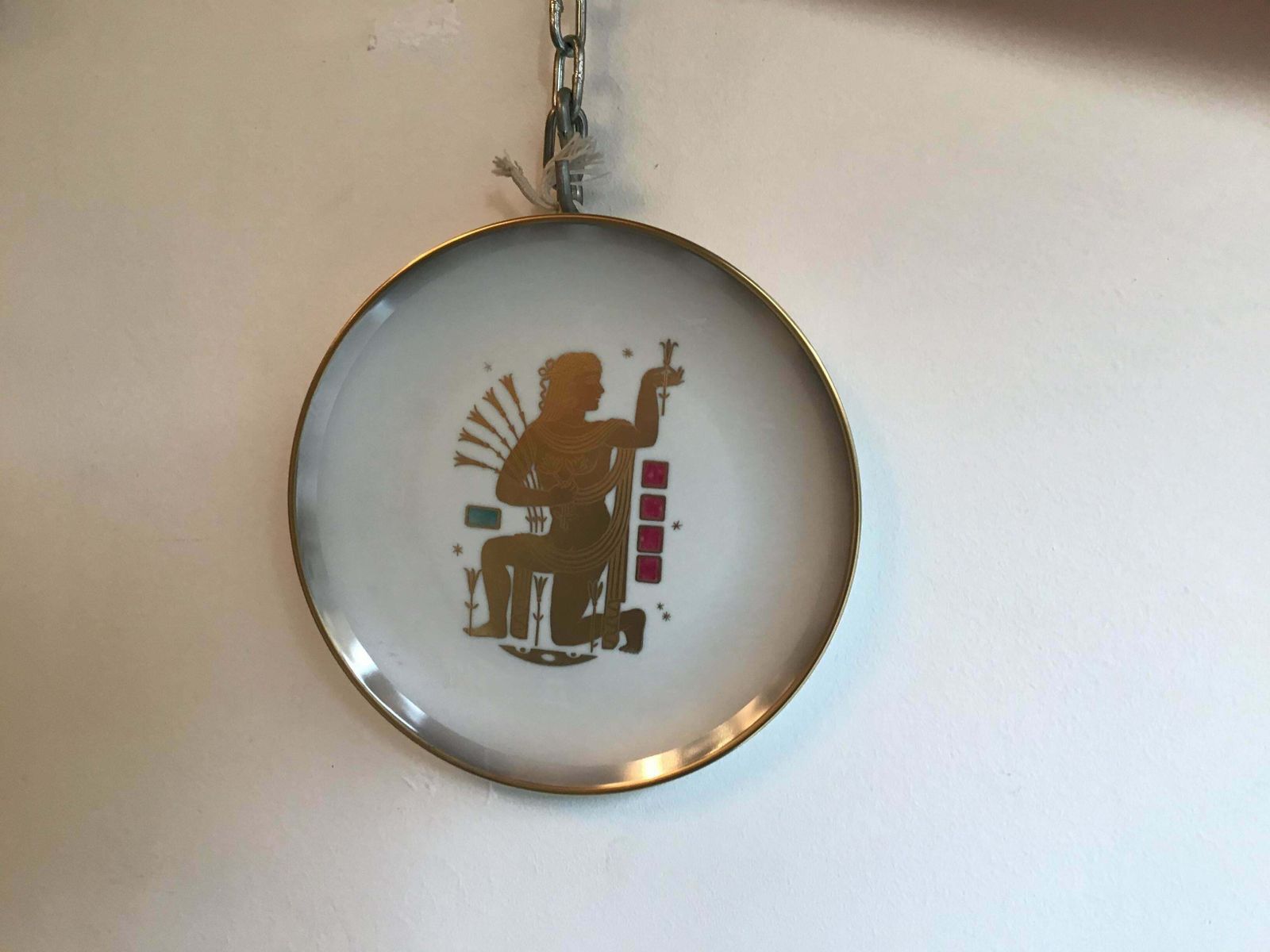photo for sale Morbelli Zodiac Plate “Virgin” Porcelain Gold, 1950, Italy