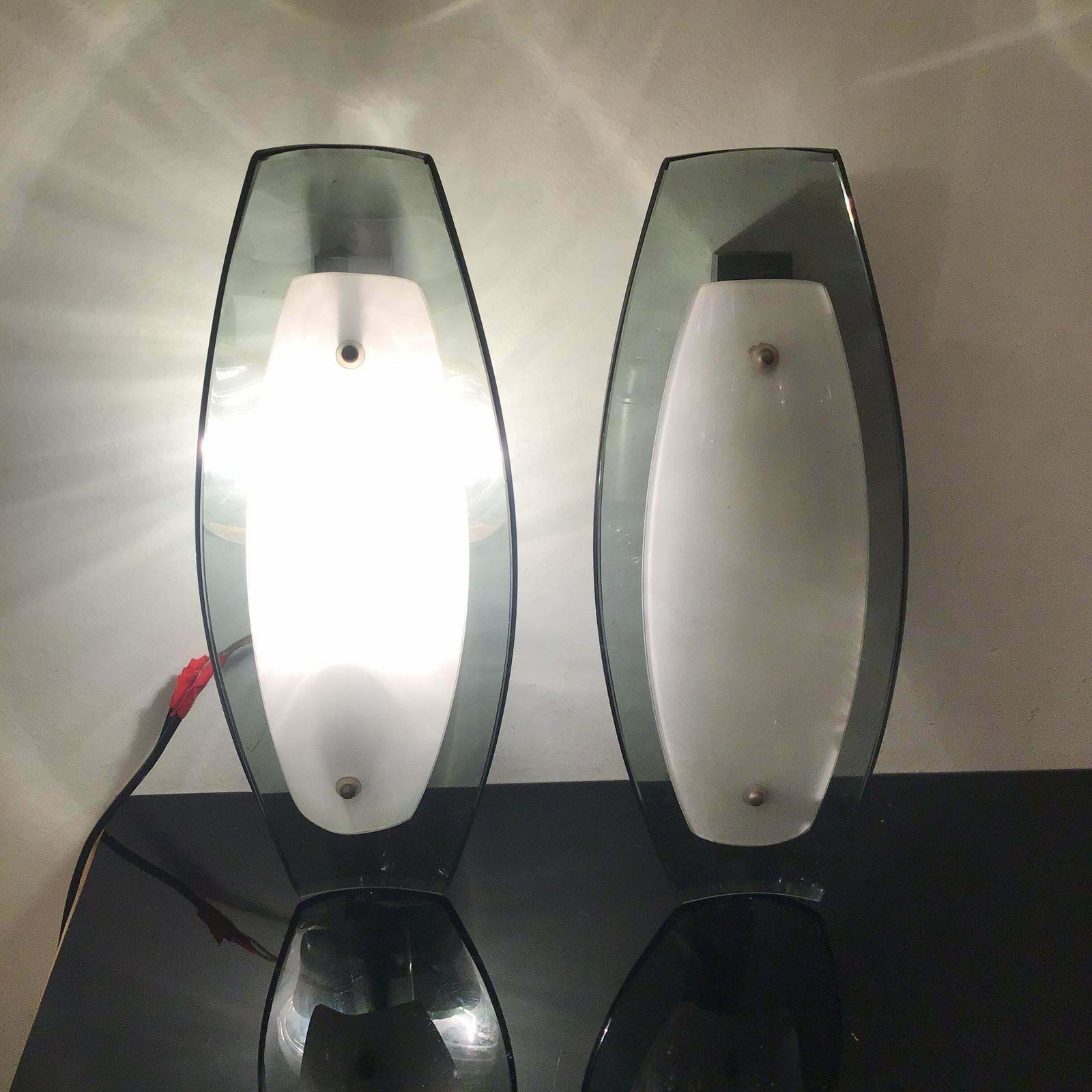 Fontana Arte Sconces Metal Crome Glass 1950 Italy photo Lighting