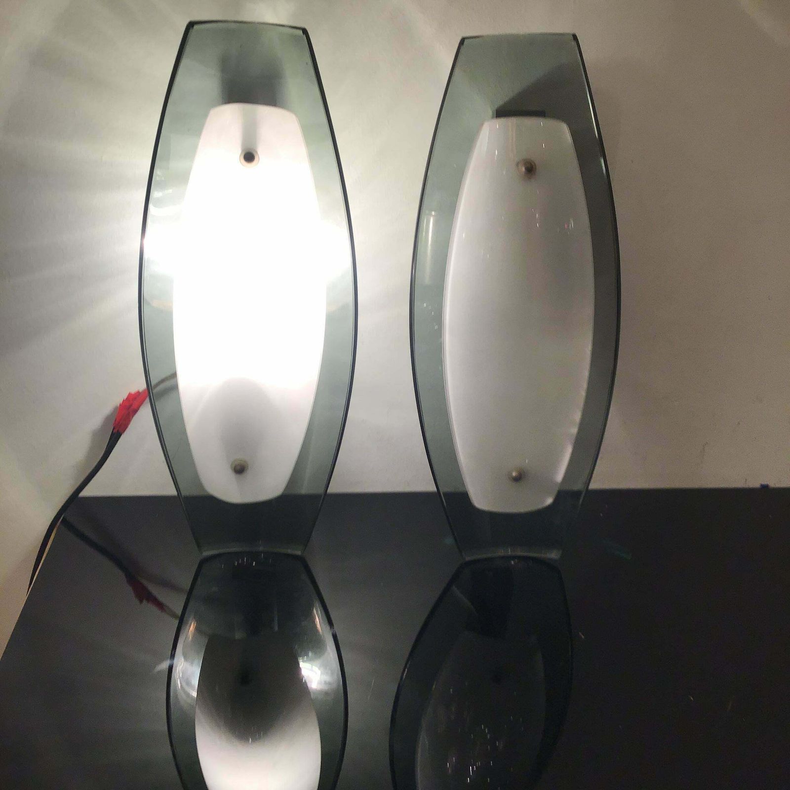 Fontana Arte Sconces Metal Crome Glass 1950 Italy photo vintage