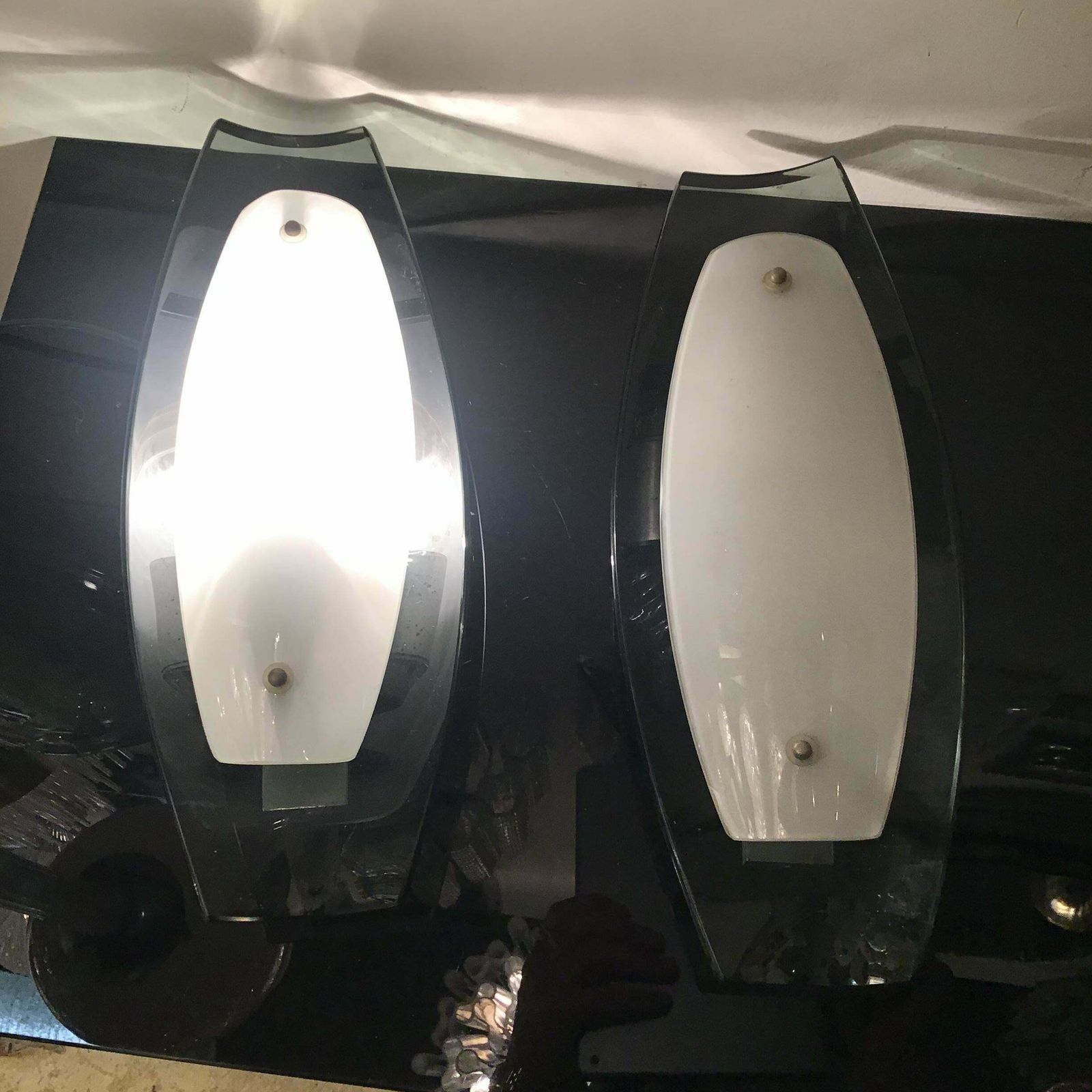 Lighting Fontana Arte Sconces Metal Crome Glass 1950 Italy photo