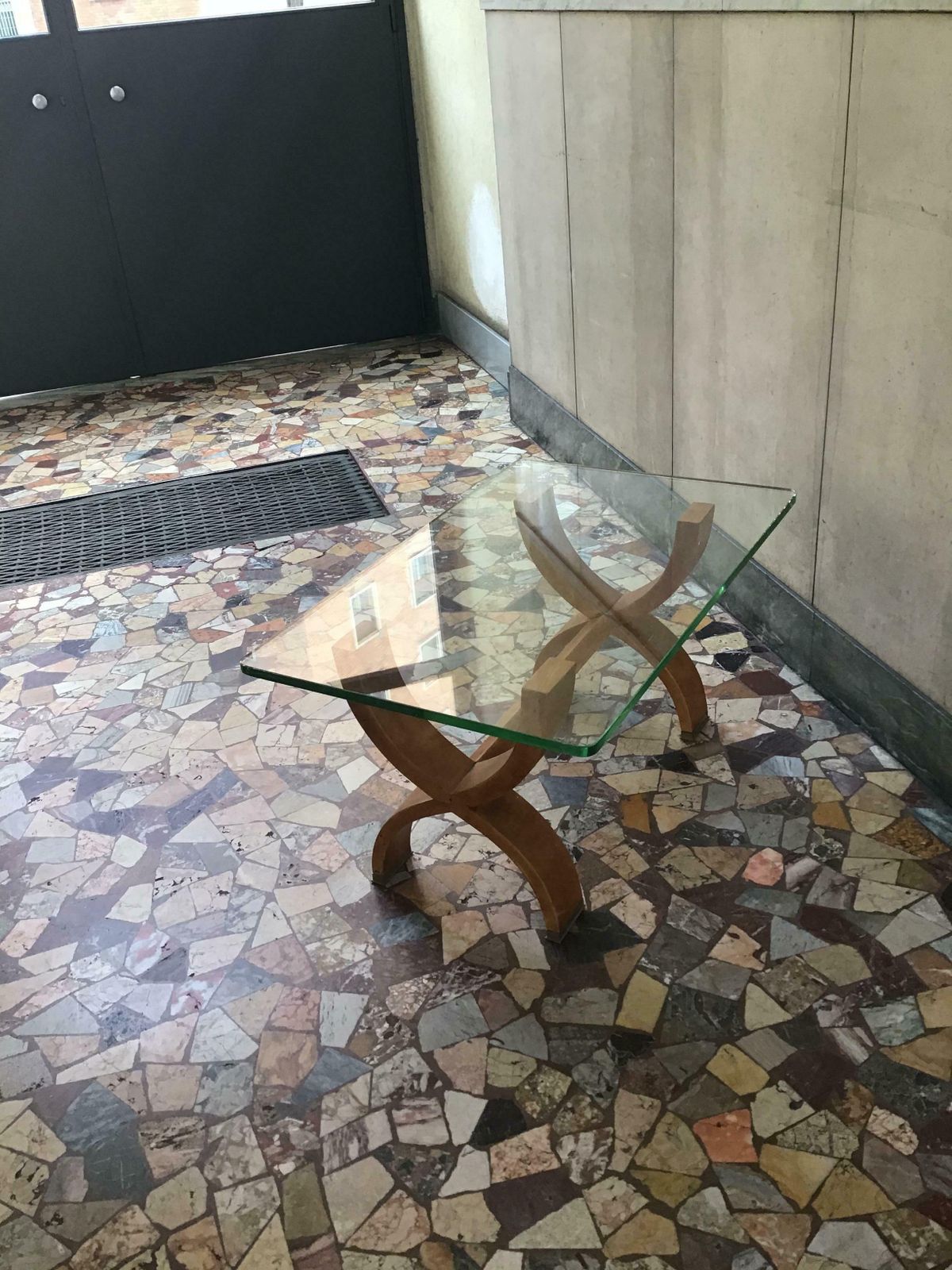 Osvaldo Borsani Coffe’ Table Brass Glass Wood 1950 Italy photo for sale