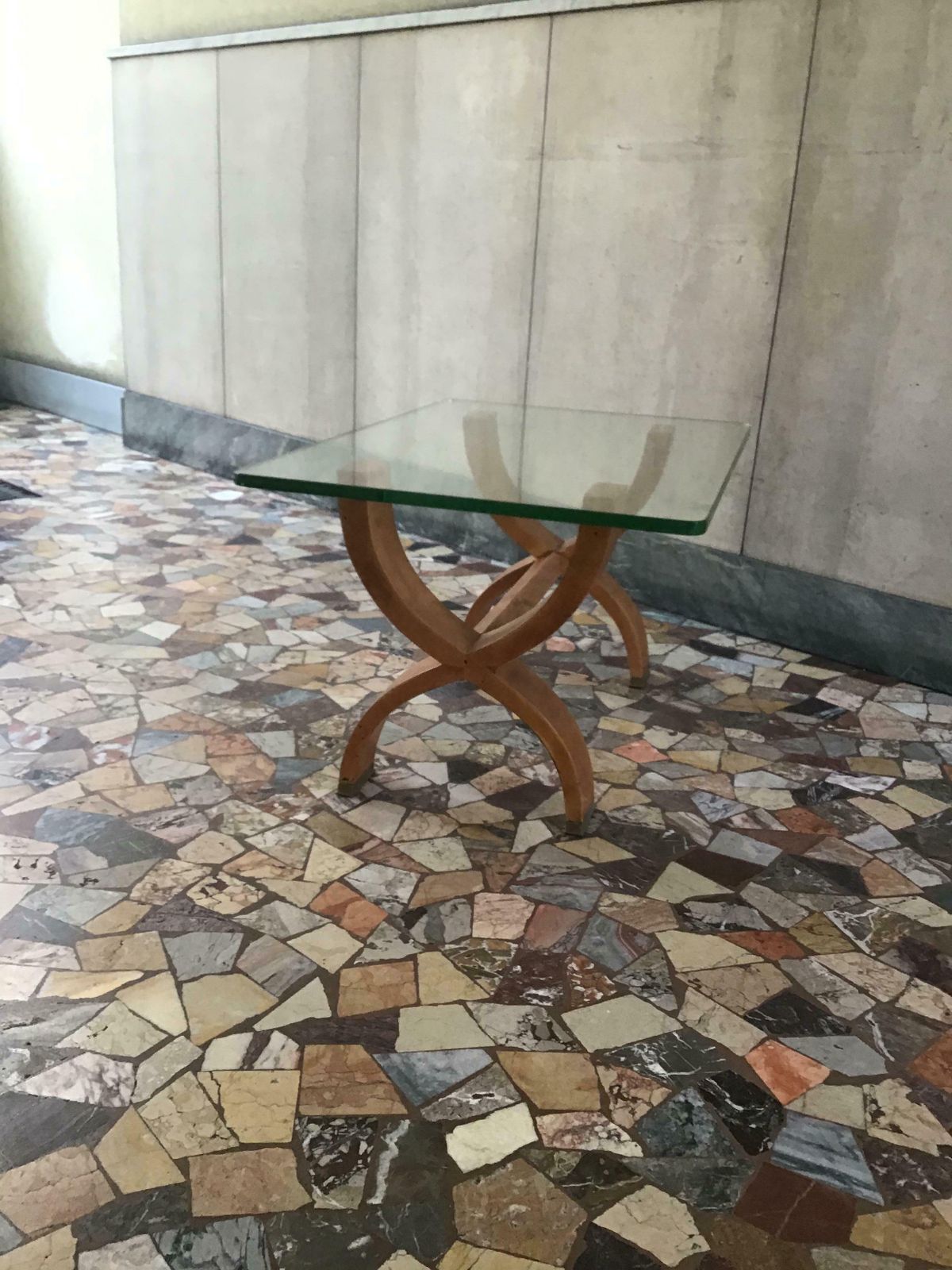 Furniture Osvaldo Borsani Coffe’ Table Brass Glass Wood 1950 Italy photo