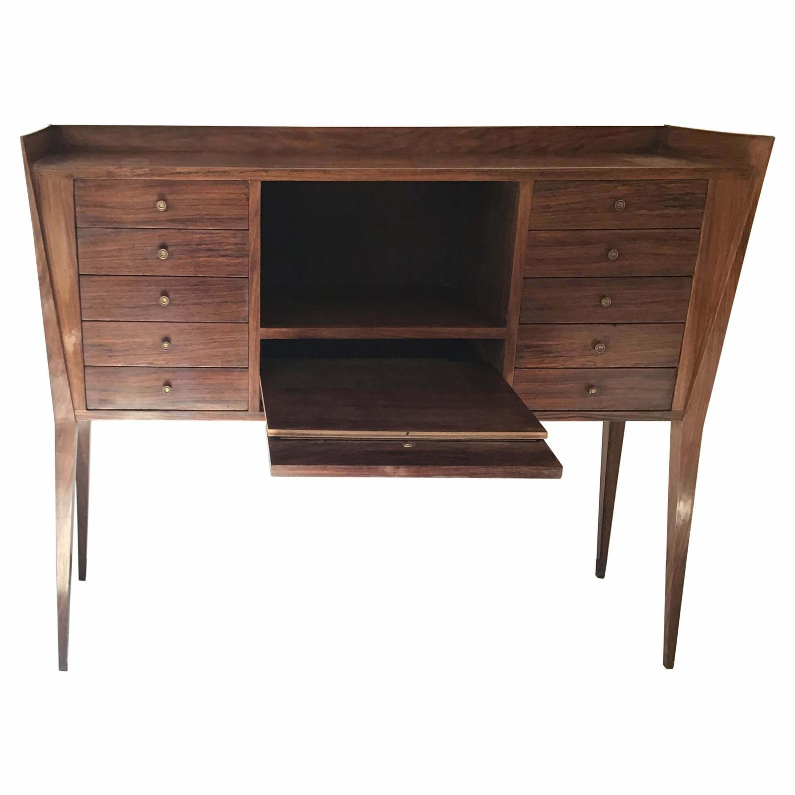 La Permanente Mobili Cantù Container Display Cabinet Brass Wood, 1950, Italy