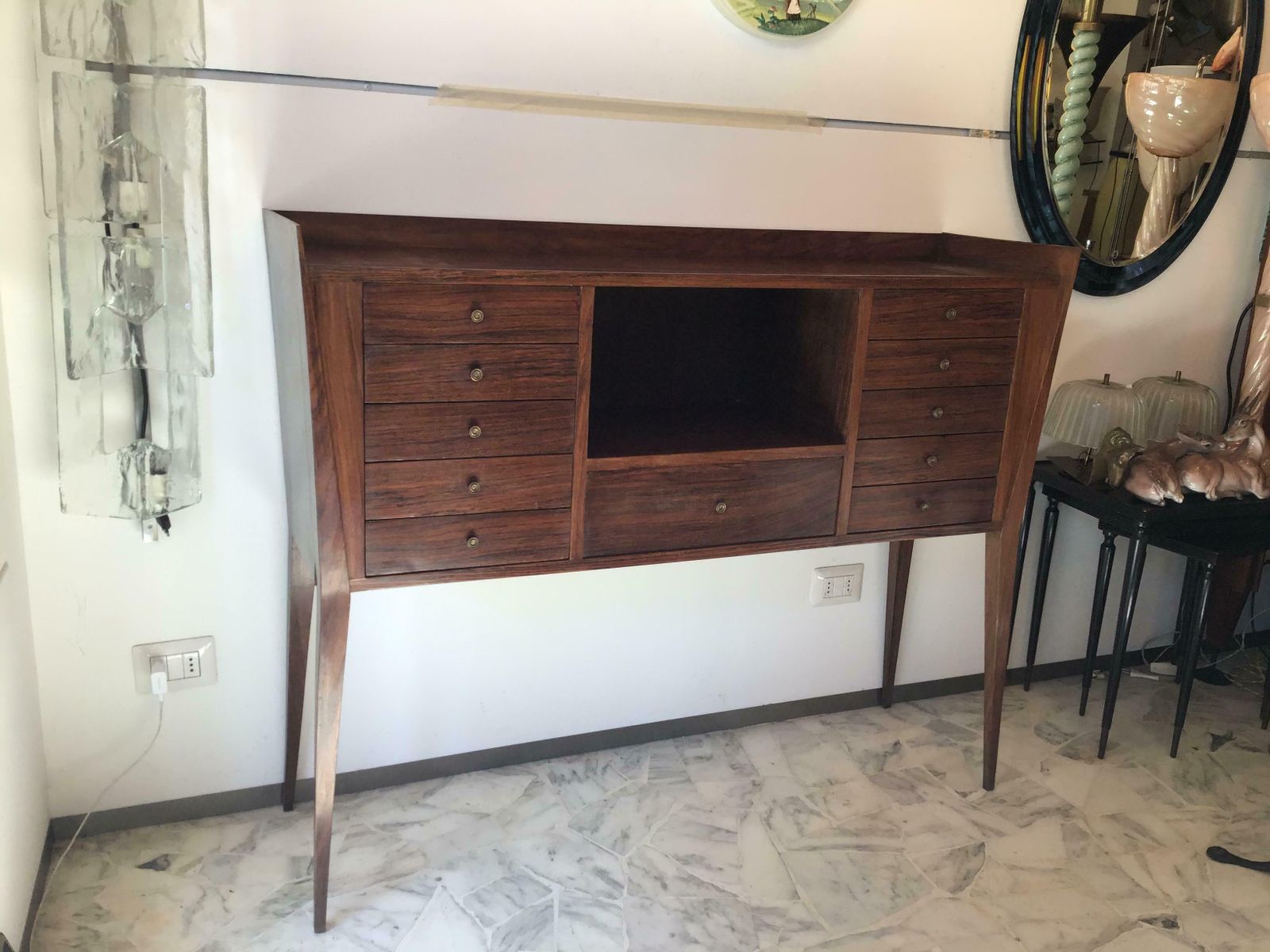 La Permanente Mobili Cantù Container Display Cabinet Brass Wood, 1950, Italy photo furniture