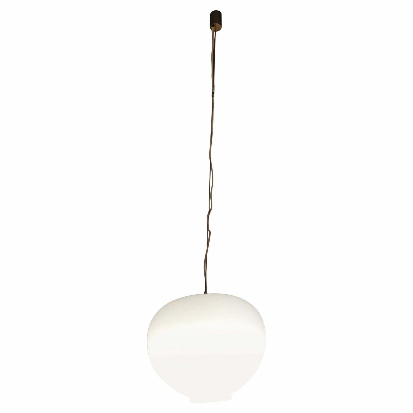 Stilnovo Chandelier Opaline Glass Brass Height Adjustable 1950 Italy