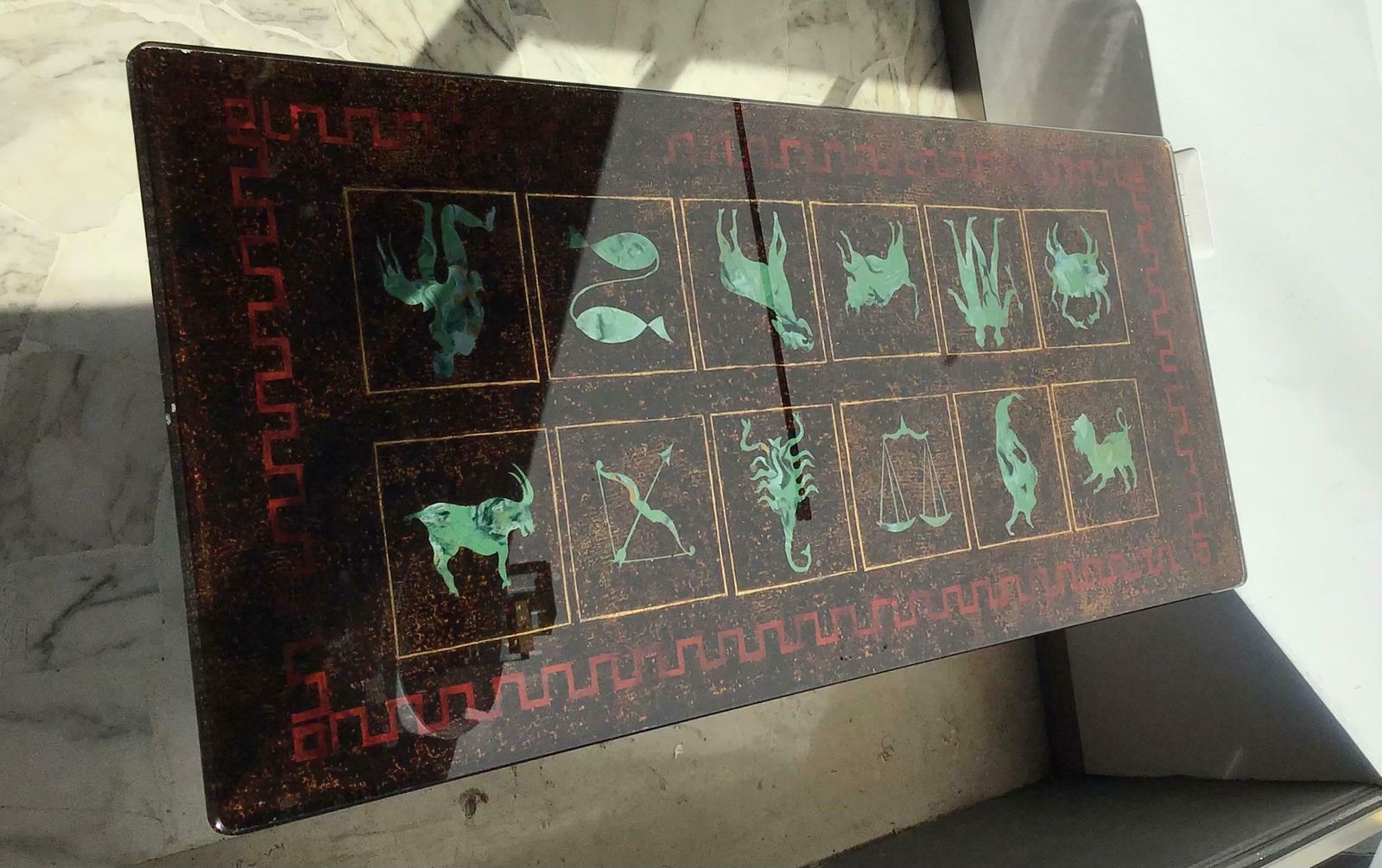 photo buy Coffee Table “Zodiac” Iron Glass, 1950, Italy