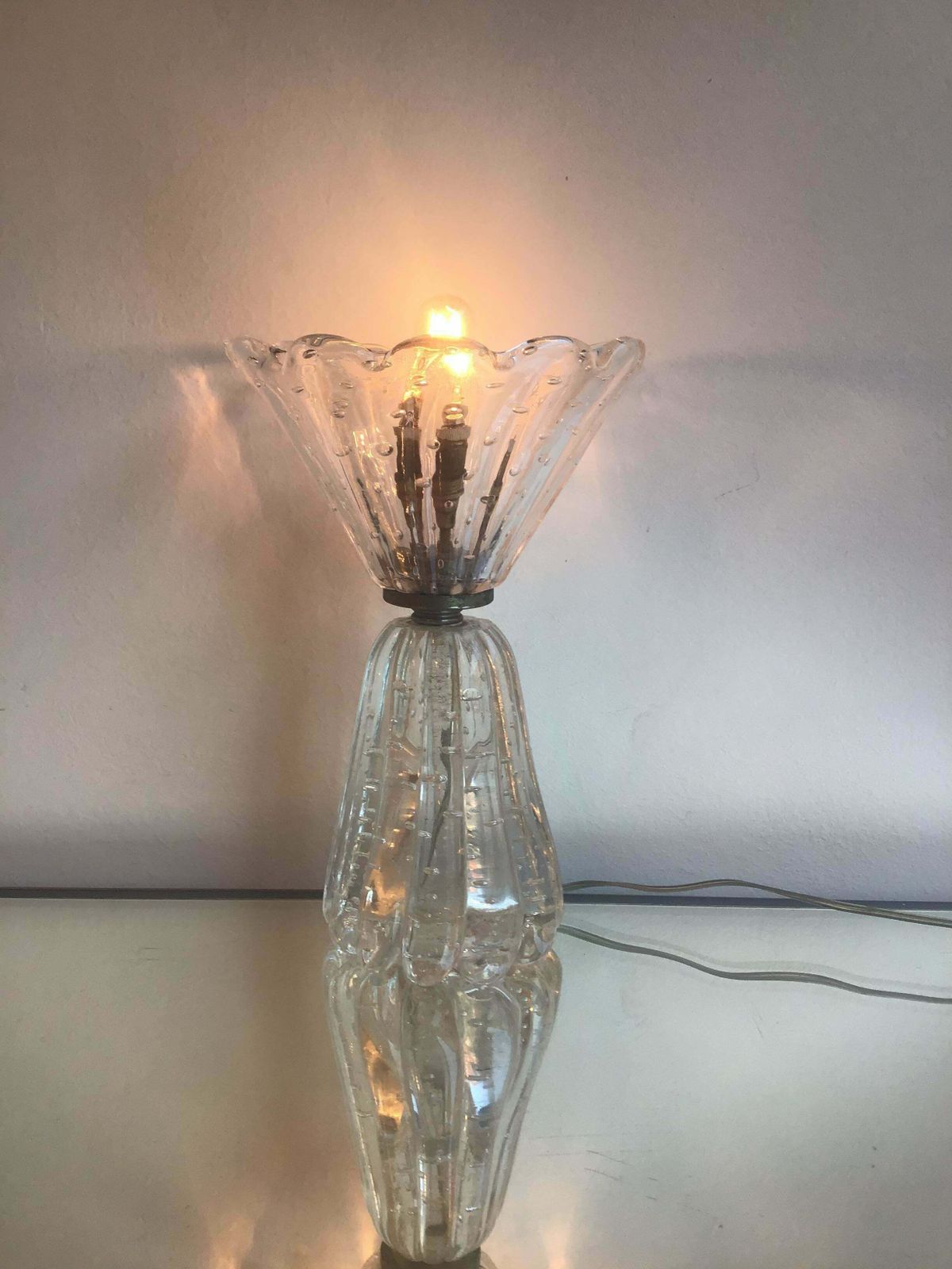 Barovier E Toso Table Lamp Murano Glass Metal Crome 1940 Italy photo 678.0
