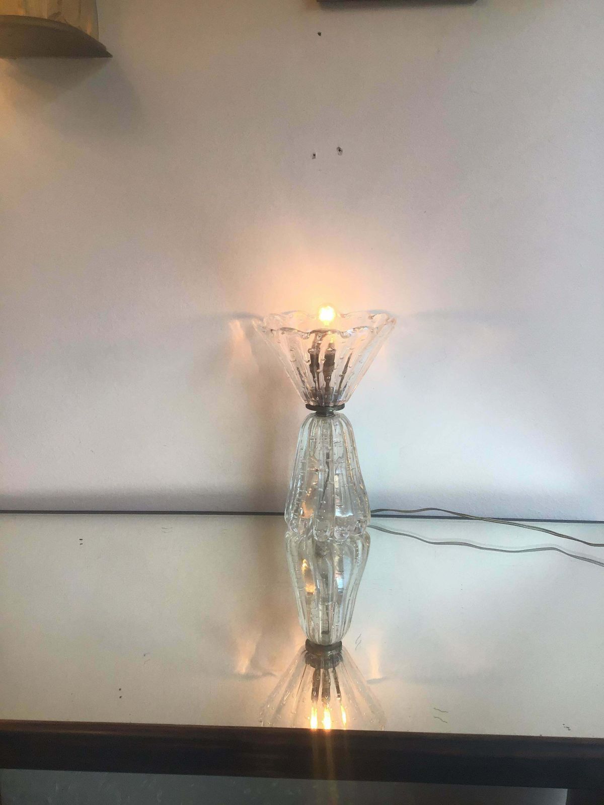 Barovier E Toso Table Lamp Murano Glass Metal Crome 1940 Italy photo buy
