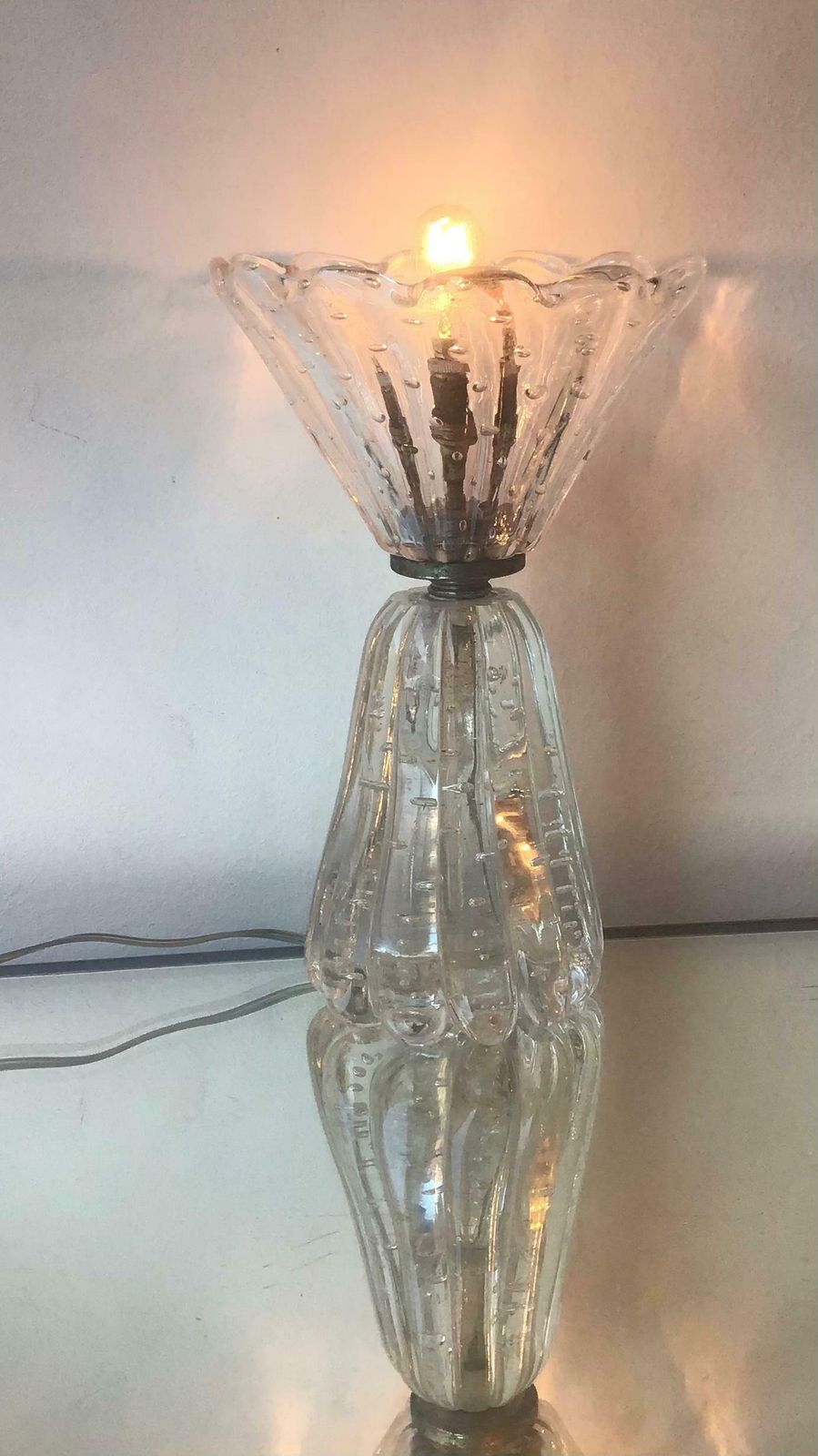 photo for sale Barovier E Toso Table Lamp Murano Glass Metal Crome 1940 Italy
