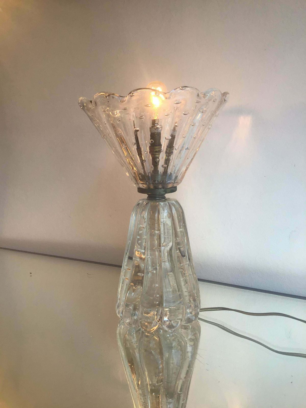 photo buy Barovier E Toso Table Lamp Murano Glass Metal Crome 1940 Italy