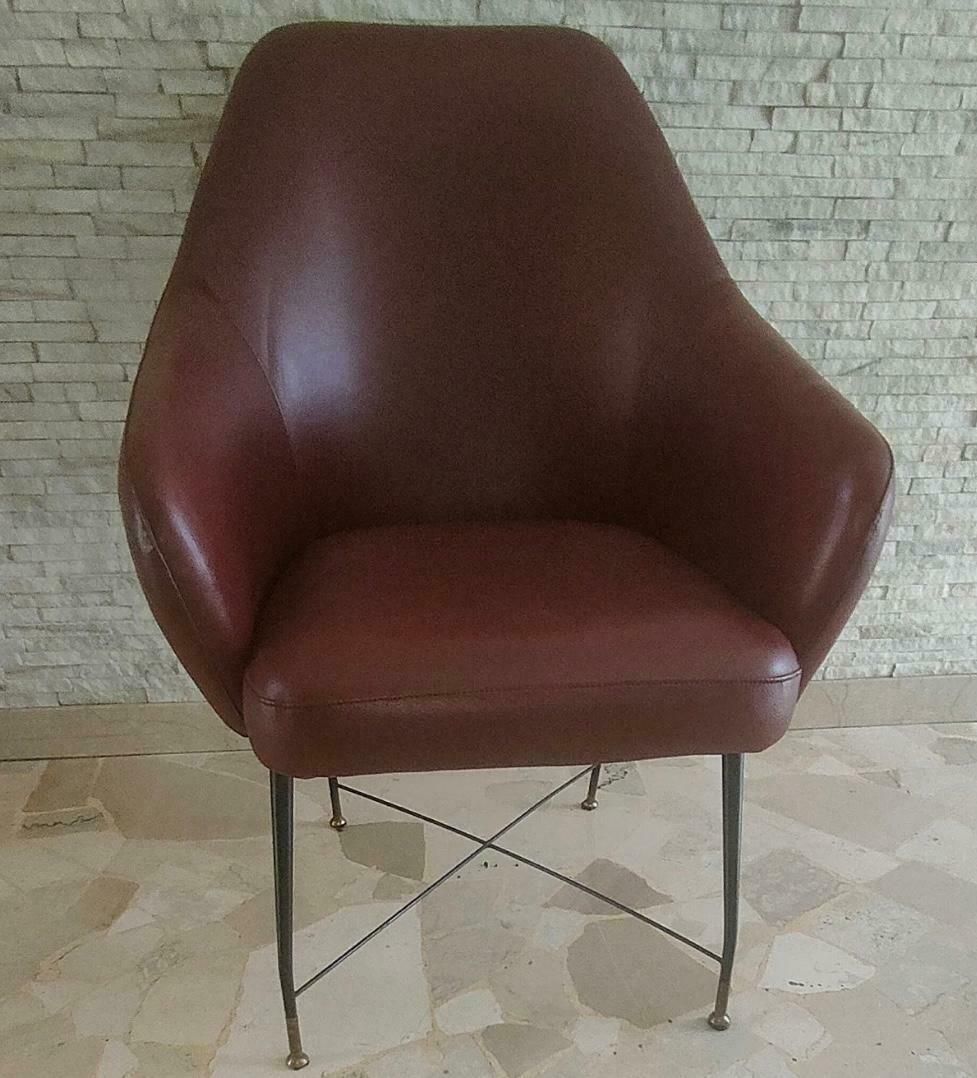 J.Cecyl Witty Armchair Brass Iron Skin 1950 Italy photo furniture
