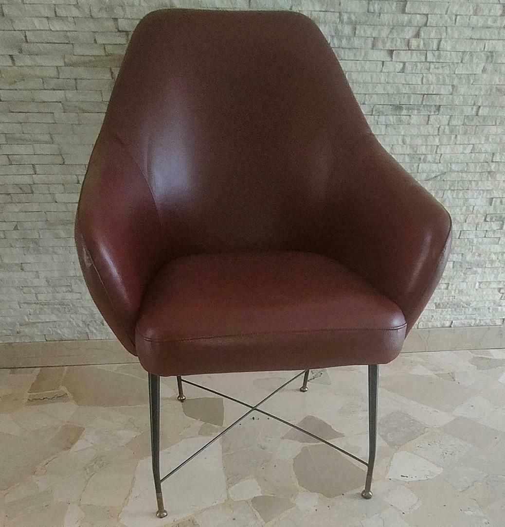 J.Cecyl Witty Armchair Brass Iron Skin 1950 Italy photo 3797.0