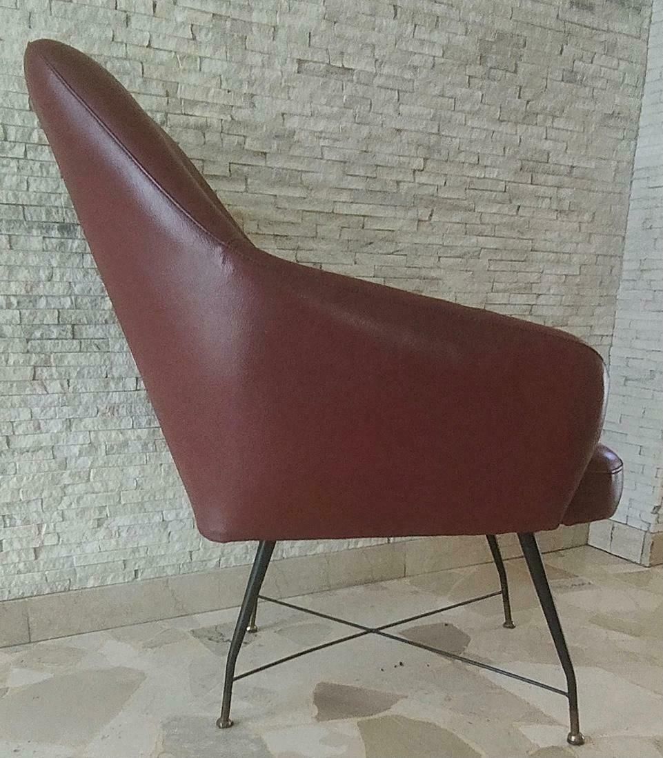J.Cecyl Witty Armchair Brass Iron Skin 1950 Italy photo vinterior