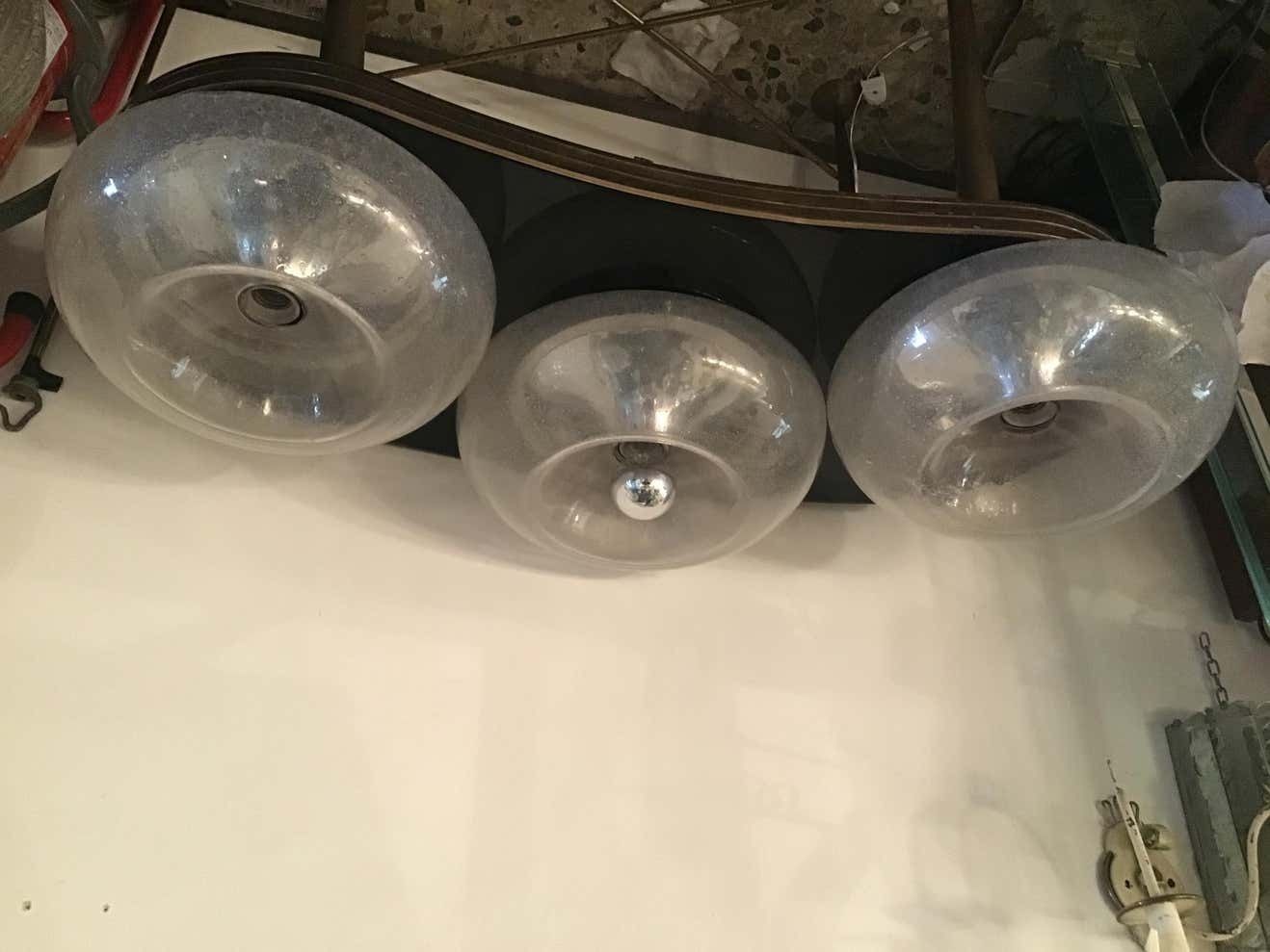 Mazzega Sconces / Ceilling Light Murano Glass Metal Crome 1960 Italy photo 1266.0