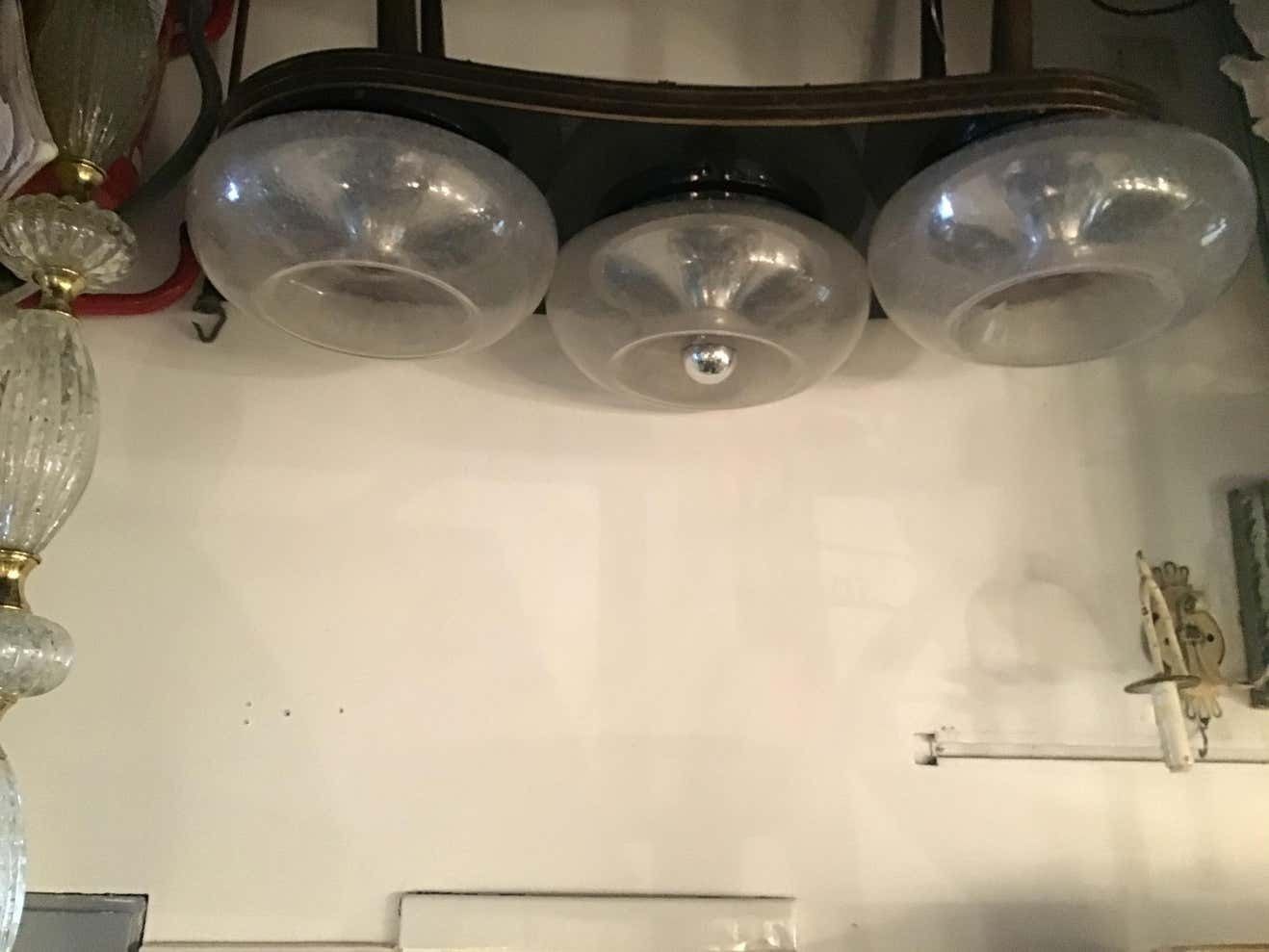 Mazzega Sconces / Ceilling Light Murano Glass Metal Crome 1960 Italy photo vintage
