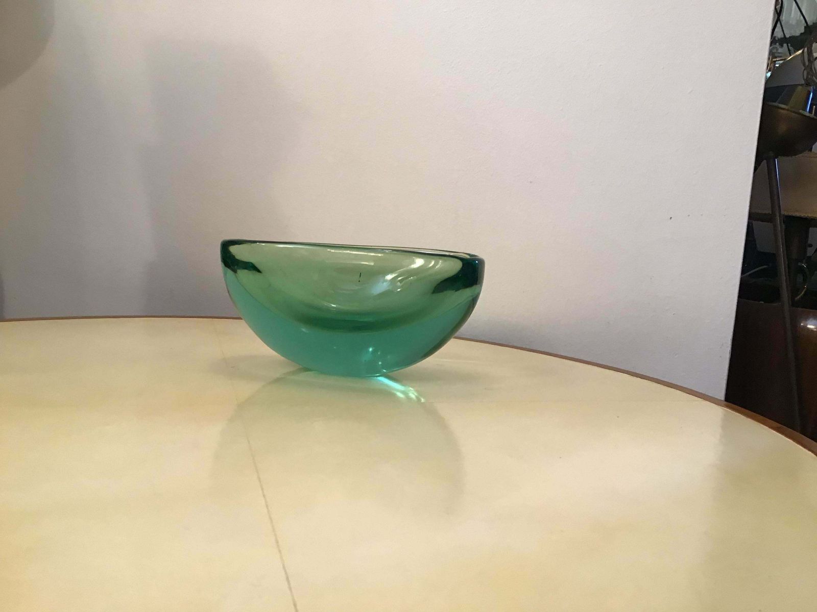 Archimede Seguso Oval Bowl, Green Submerged Glass Centrepiece, 1950 photo vintage