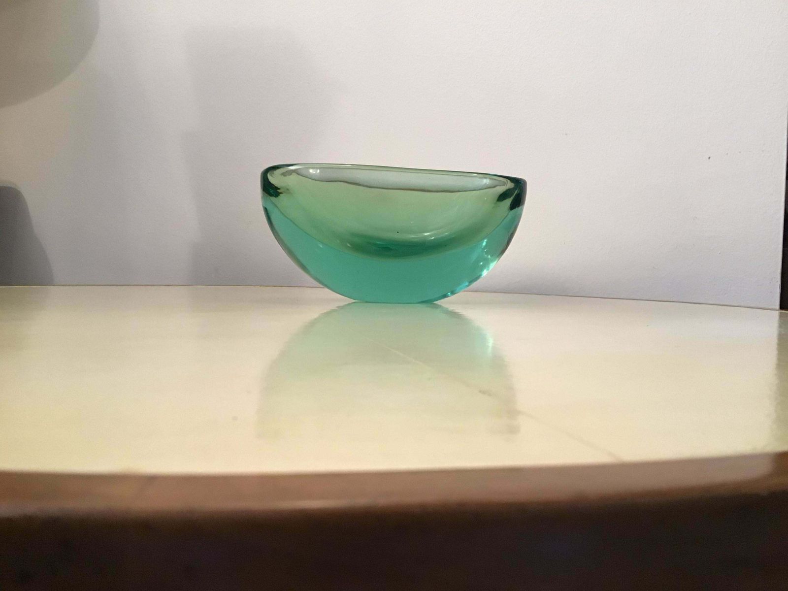 photo vinterior Archimede Seguso Oval Bowl, Green Submerged Glass Centrepiece, 1950