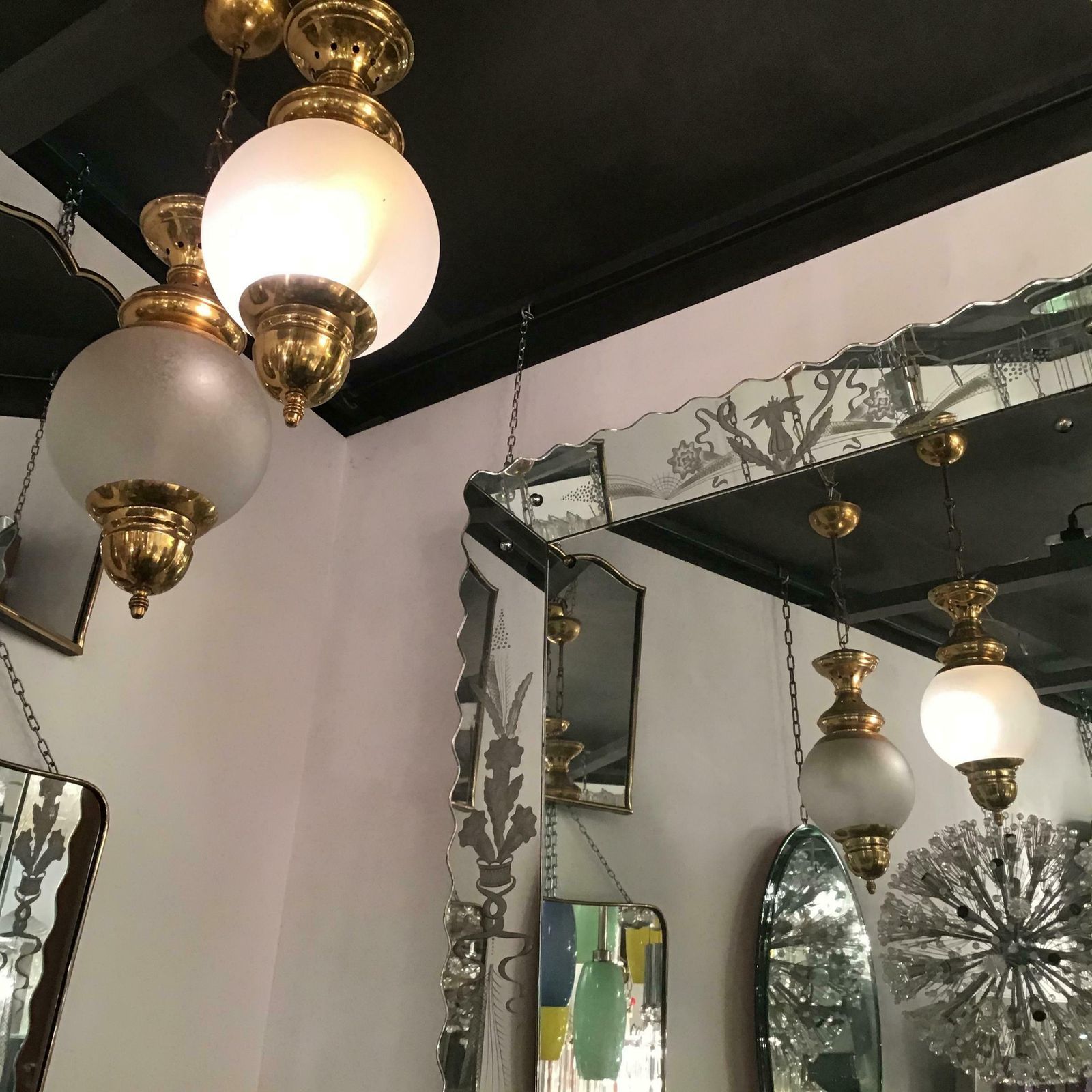 Azucena Luigi Caccia Dominioni Couple Chandelier Brass Glass 1950 Italy photo 2170.0