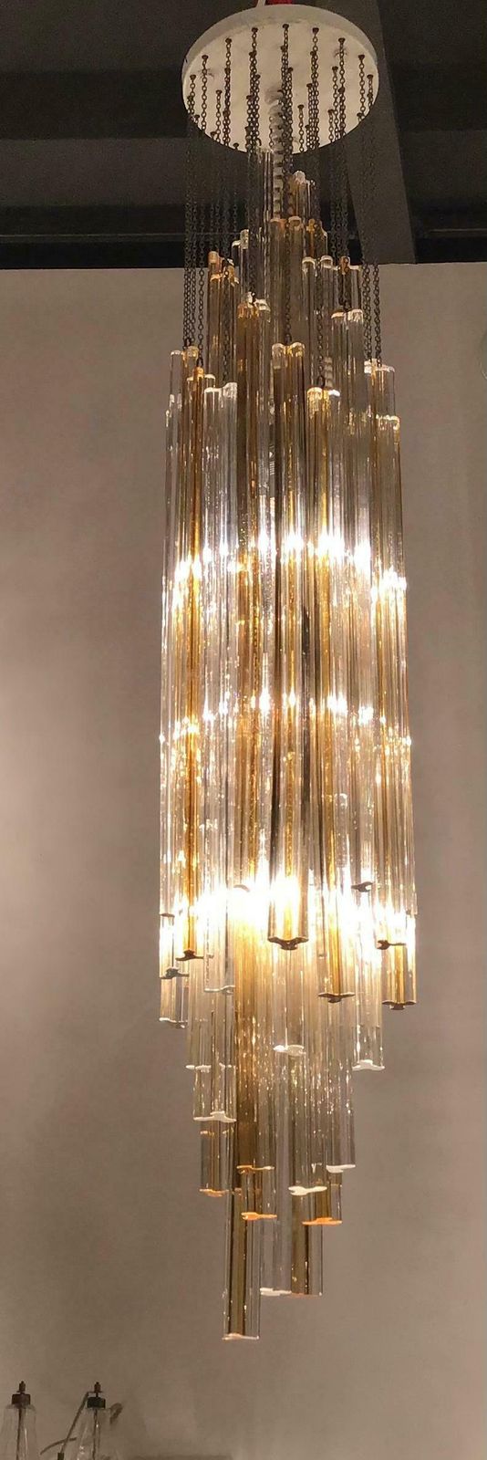 Lighting Venini “Triloba” Murano Glass Brass Model 963, 1965, Italy photo