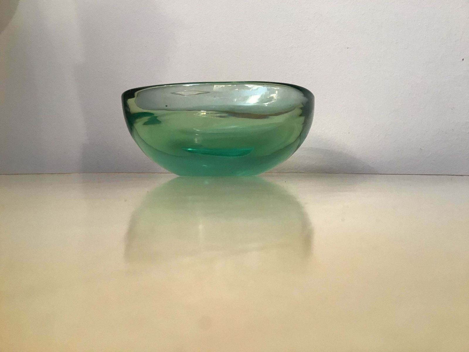 Archimede Seguso Glass Bowl Centrepiece Green Glass Submerged Murano, 1950 photo furniture