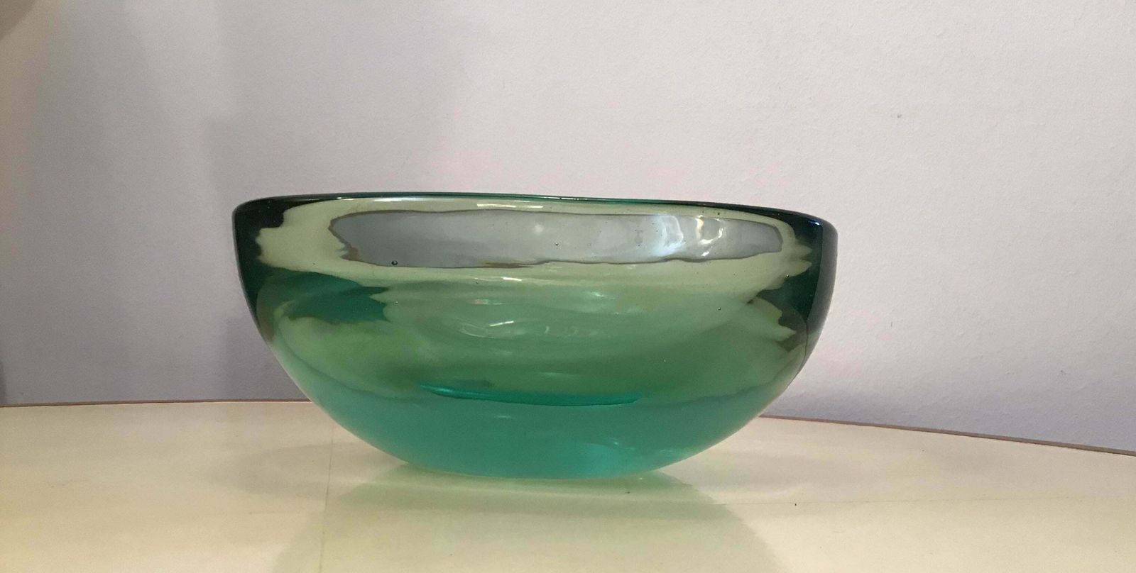 Archimede Seguso Glass Bowl Centrepiece Green Glass Submerged Murano, 1950 photo Home Decor