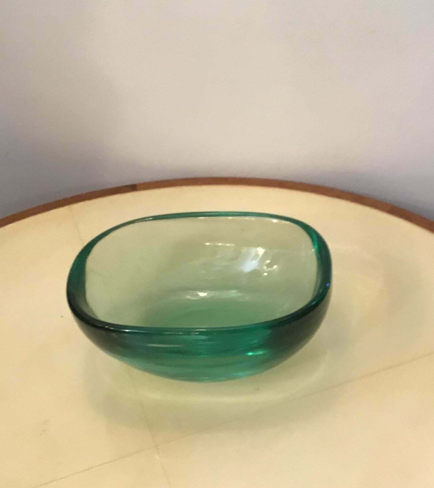photo vintage Archimede Seguso Glass Bowl Centrepiece Green Glass Submerged Murano, 1950