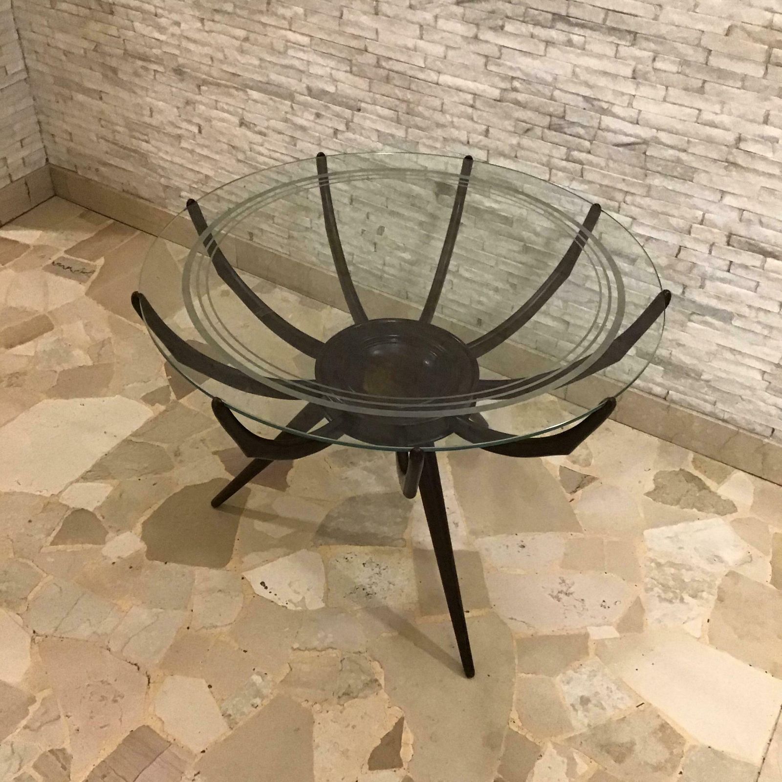 Furniture Carlo De Carli Coffee Table Wood Glass 1950 Italy photo