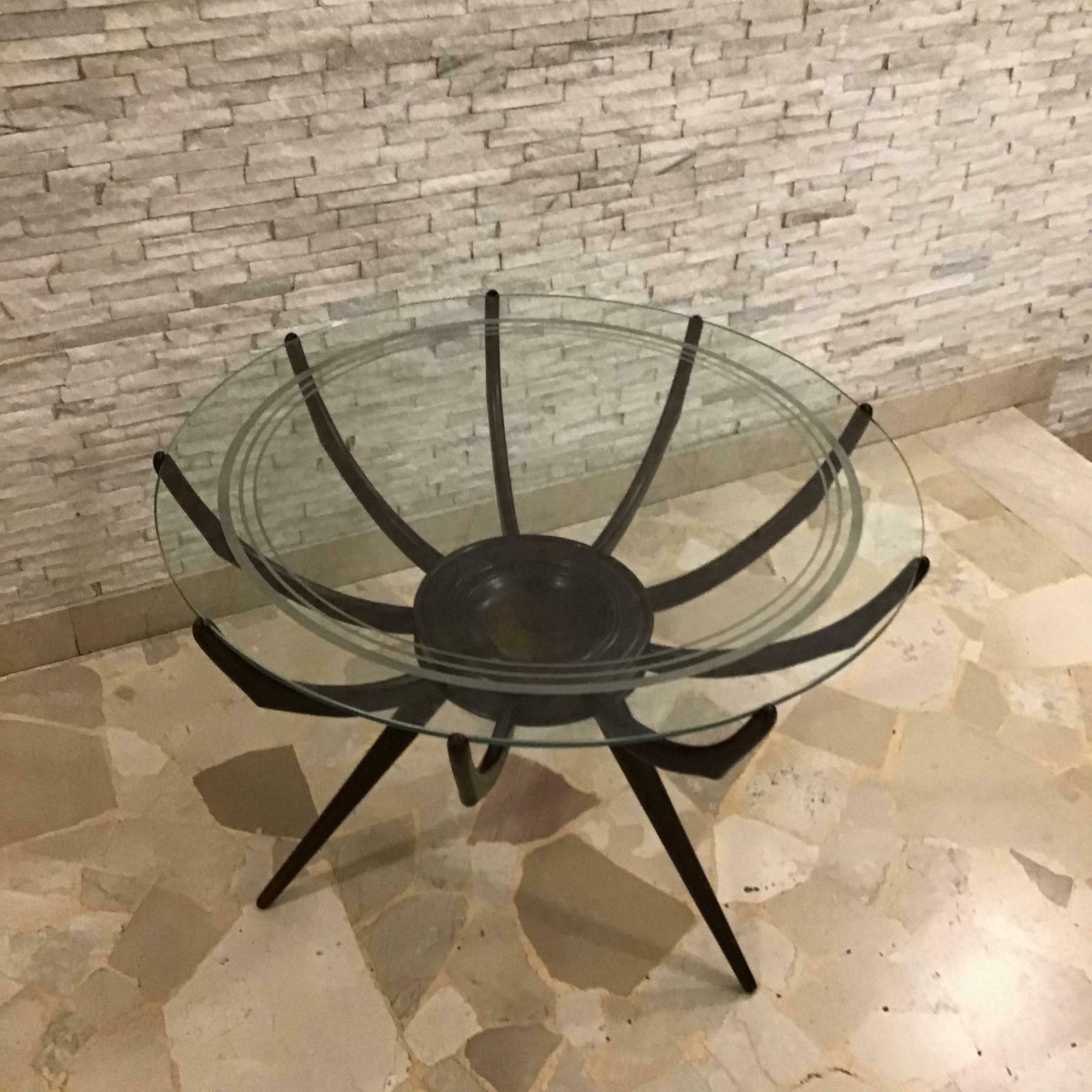 photo buy Carlo De Carli Coffee Table Wood Glass 1950 Italy