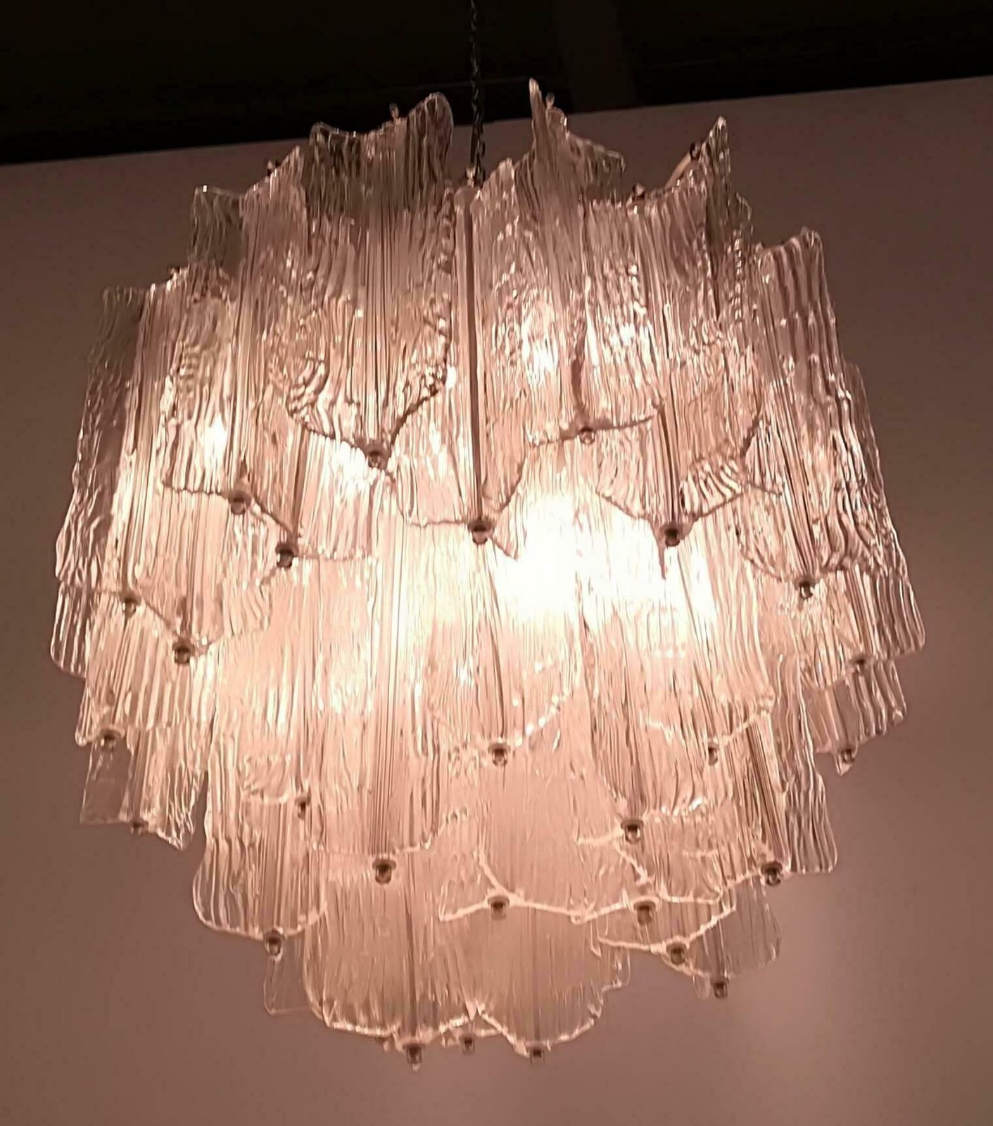 Chandelier Of Brass And Murano Glass Venini 1950. photo furniture