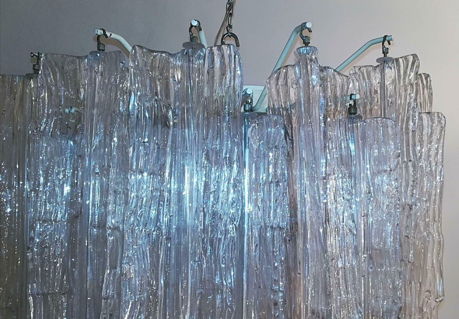 Chandelier Of Brass And Murano Glass Venini 1950. photo buy