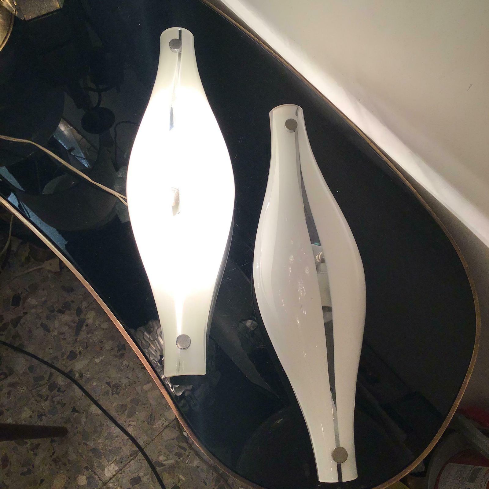 Vistosi Sconces Murano Glass Metal Crome 1960 Italy photo buy