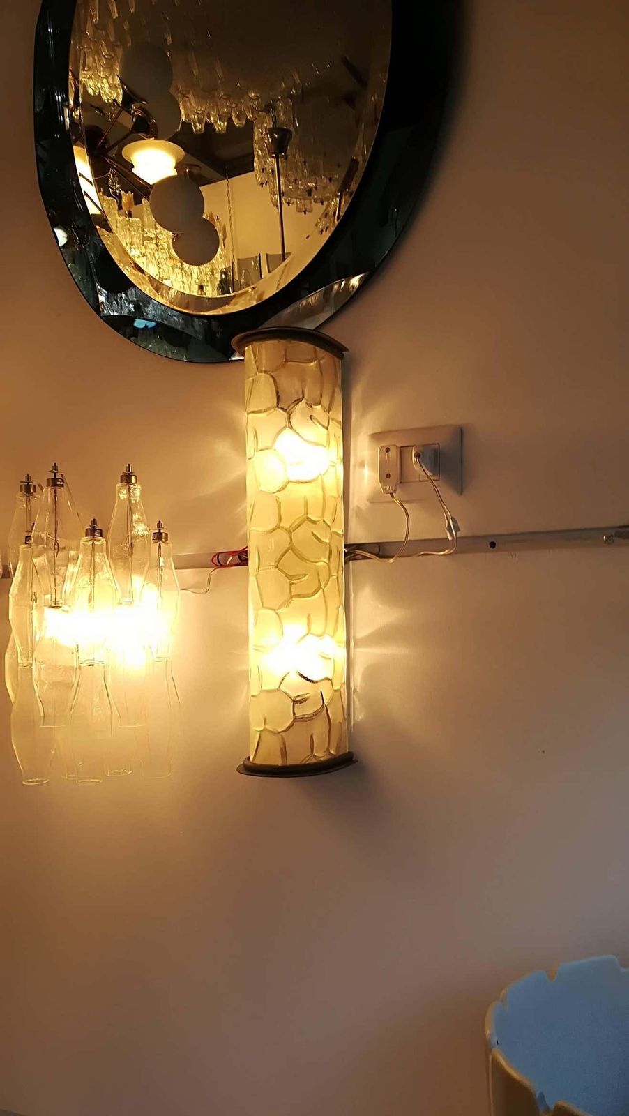 Pair Of Brass And Cristal Fontana Arte Italian Sconses,1950 photo vintage