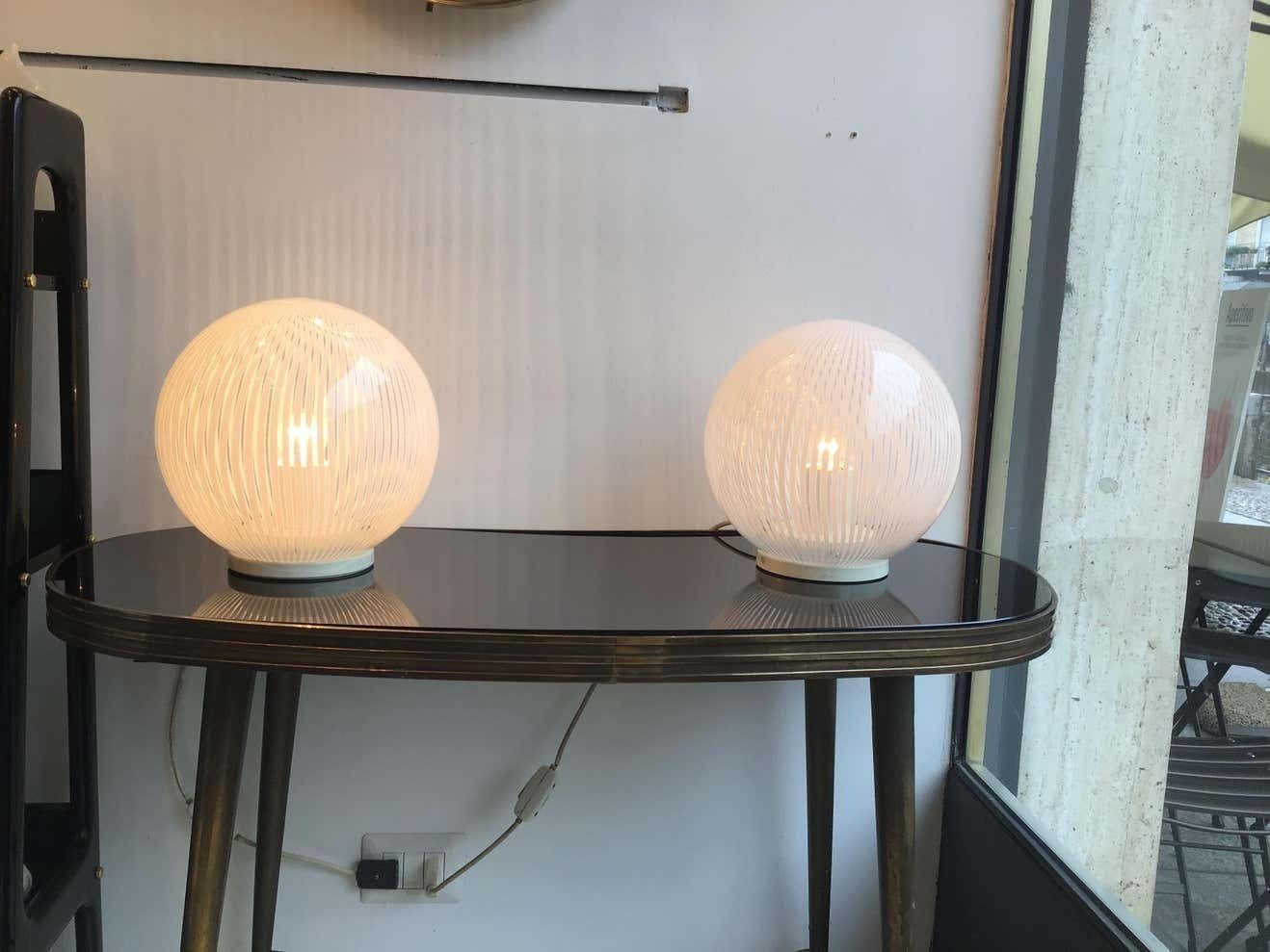 photo buy Venini Table Lamps Couple Murano Glass Metal, 1965, Italy