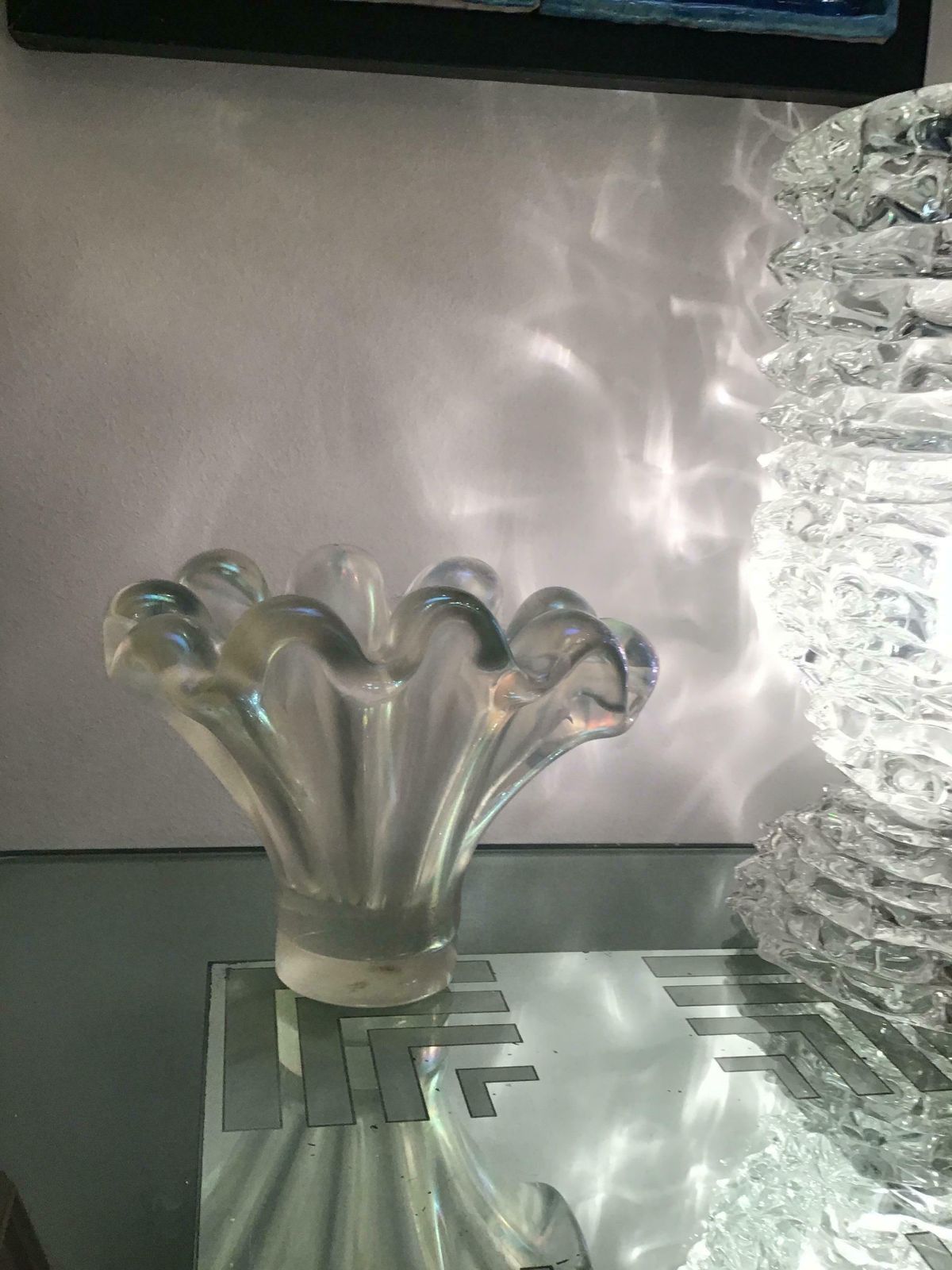 Barovier E Toso Vase /Centrepiece Murano Iridescente Glass, 1940, Italy photo vintage