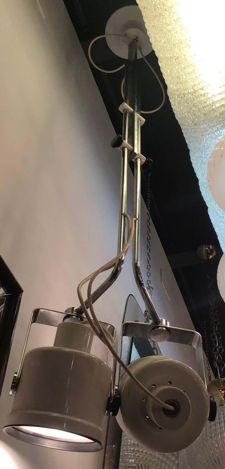 Gae Aulenti Chandelier Crome Metal Crome Glass, 1960, Italy photo vintage