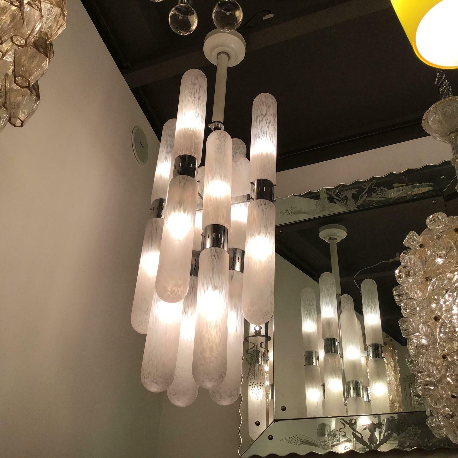 Mazzega By Aldo Nason Chandelier 16 Lights Murano Chrome Italian 1970 photo Lighting