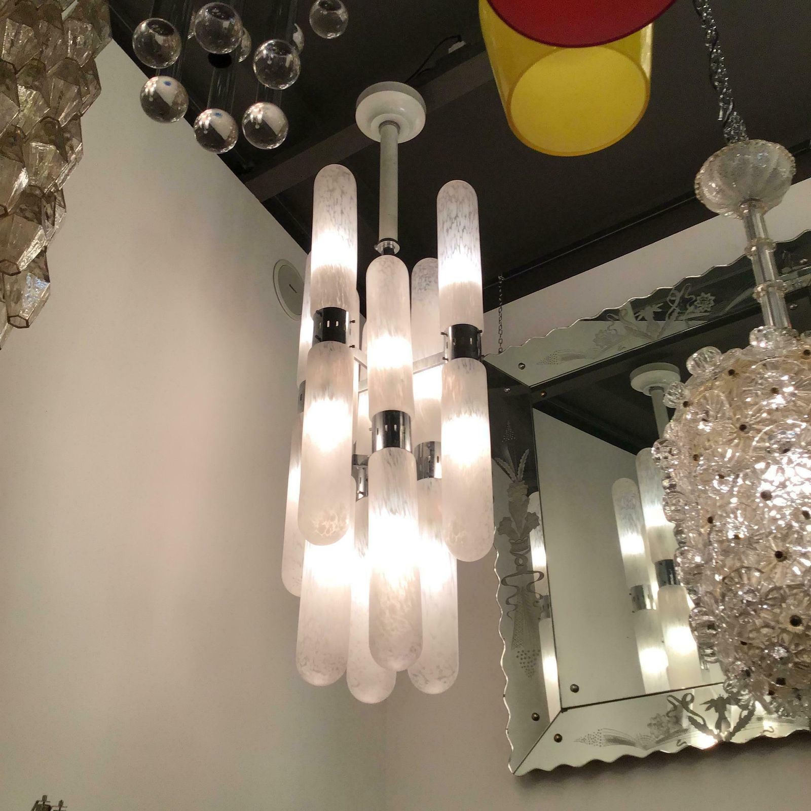 Mazzega By Aldo Nason Chandelier 16 Lights Murano Chrome Italian 1970 photo vinterior