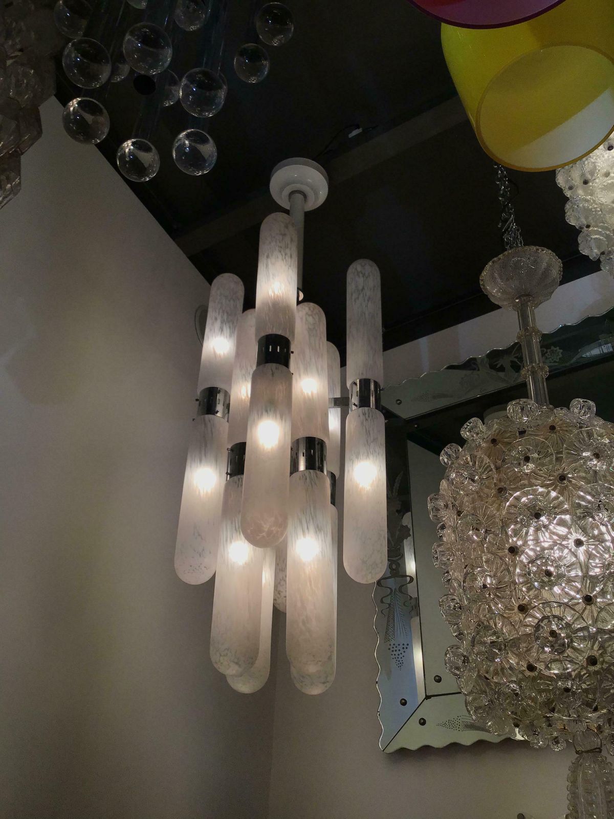 photo buy Mazzega By Aldo Nason Chandelier 16 Lights Murano Chrome Italian 1970