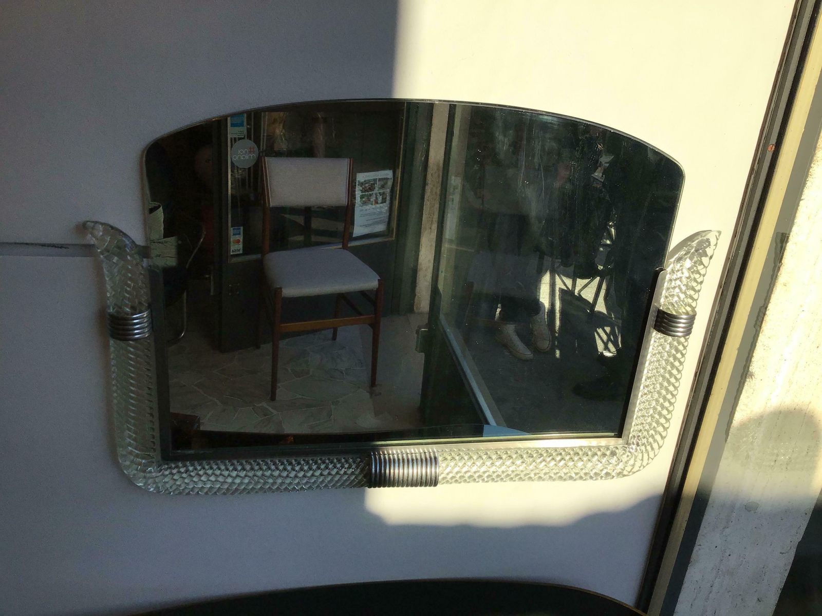 Venini Mirror 1940 Murano Glass Metal Crome, Italy photo furniture