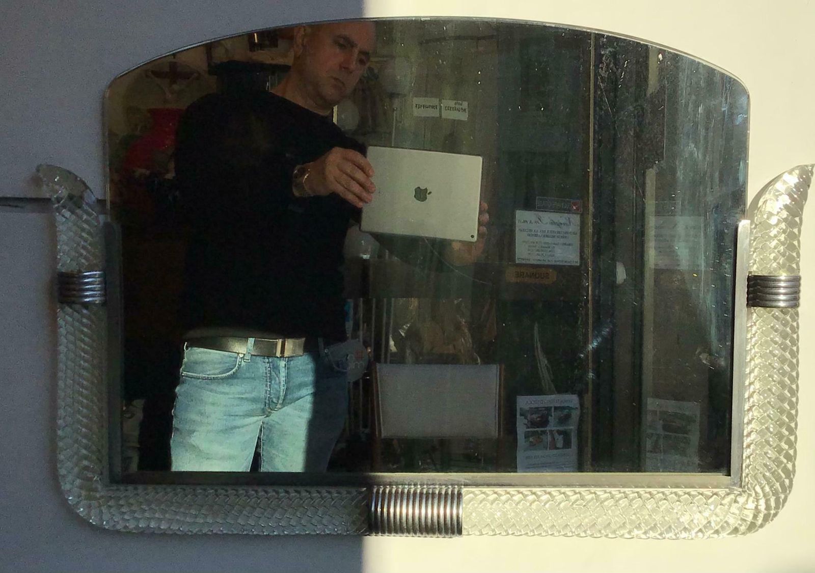 4068.0 Venini Mirror 1940 Murano Glass Metal Crome, Italy photo