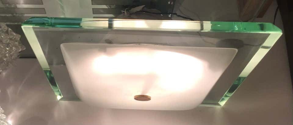 Fontana Arte “1990” Ceilling Light Brass Glass Aluminium 1960 Italy photo 4340.0