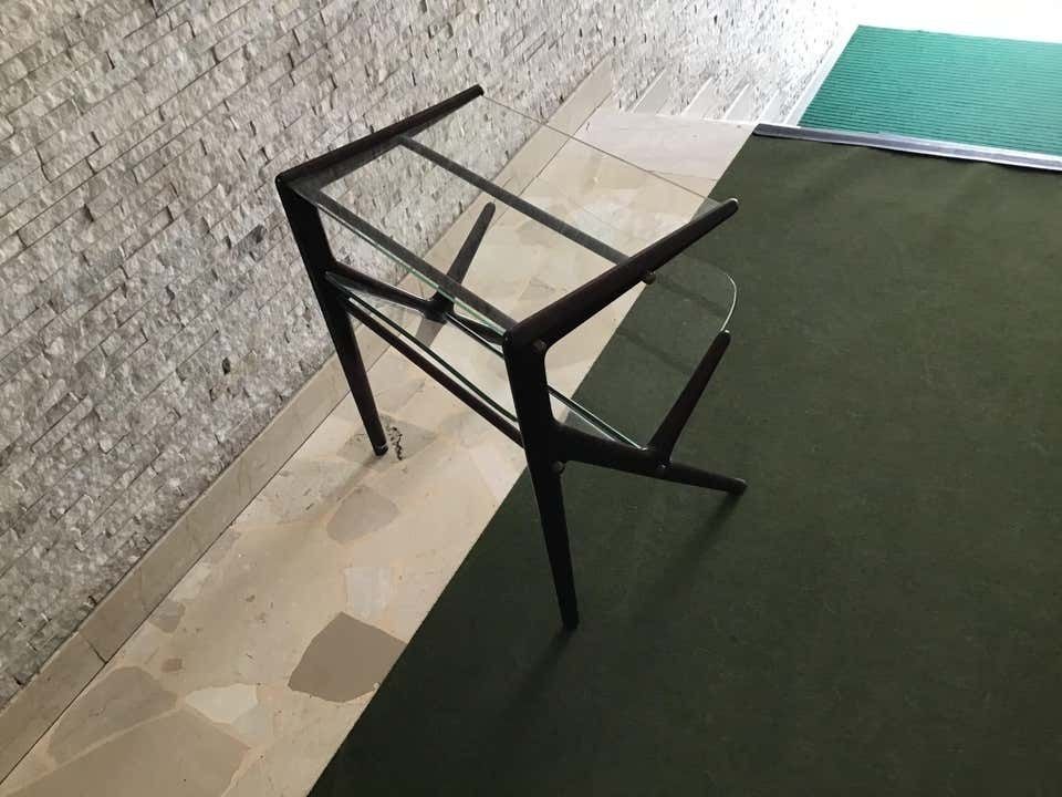 Ico Parisi Magazine Table Wood Brass, 1950, Italy photo vintage