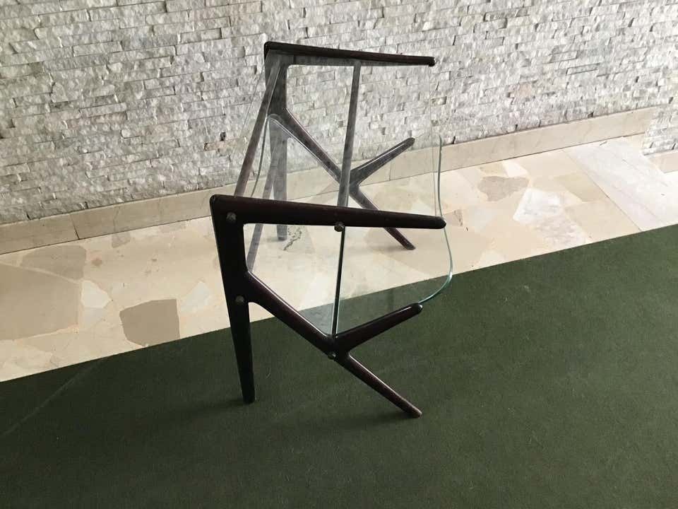 Furniture Ico Parisi Magazine Table Wood Brass, 1950, Italy photo